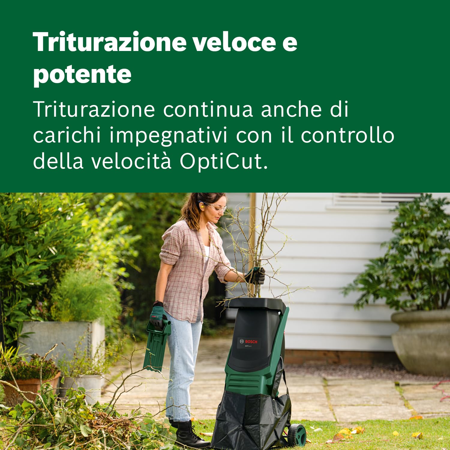 Bosch Trituratore AXT Rapid 2000 (per triturare efficacemente i rifiuti del giardino; potente motore da 2000 W)
