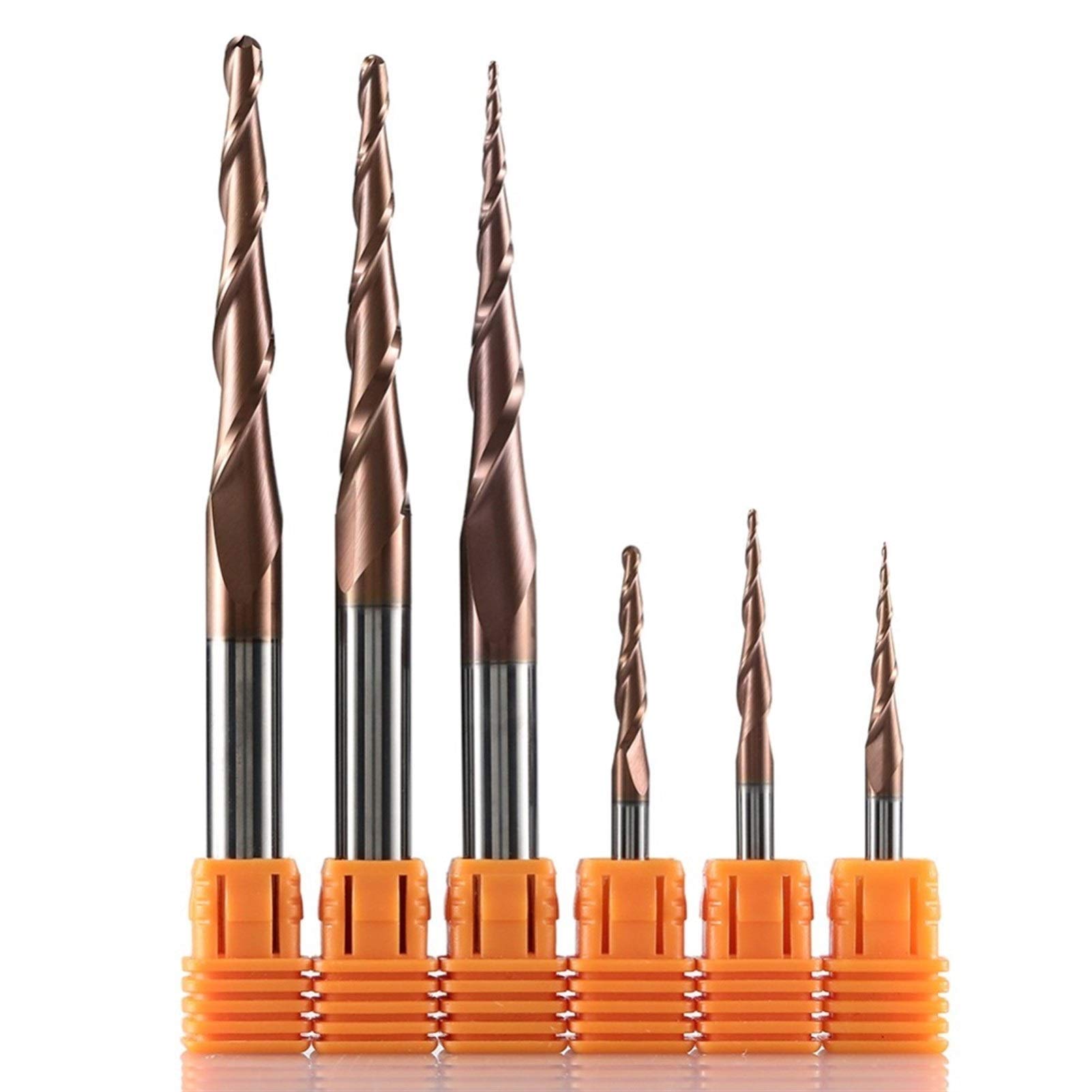 Zxxin-Broca de Fresa, Grabado Router bits Taper Madera Metal Fresas de Endmill, Nariz de carburo sólido Bola cónico Molinos de Extremo, Talla bit, Accesorios (Dimensions : R2.0 47 100 D8 HSi)