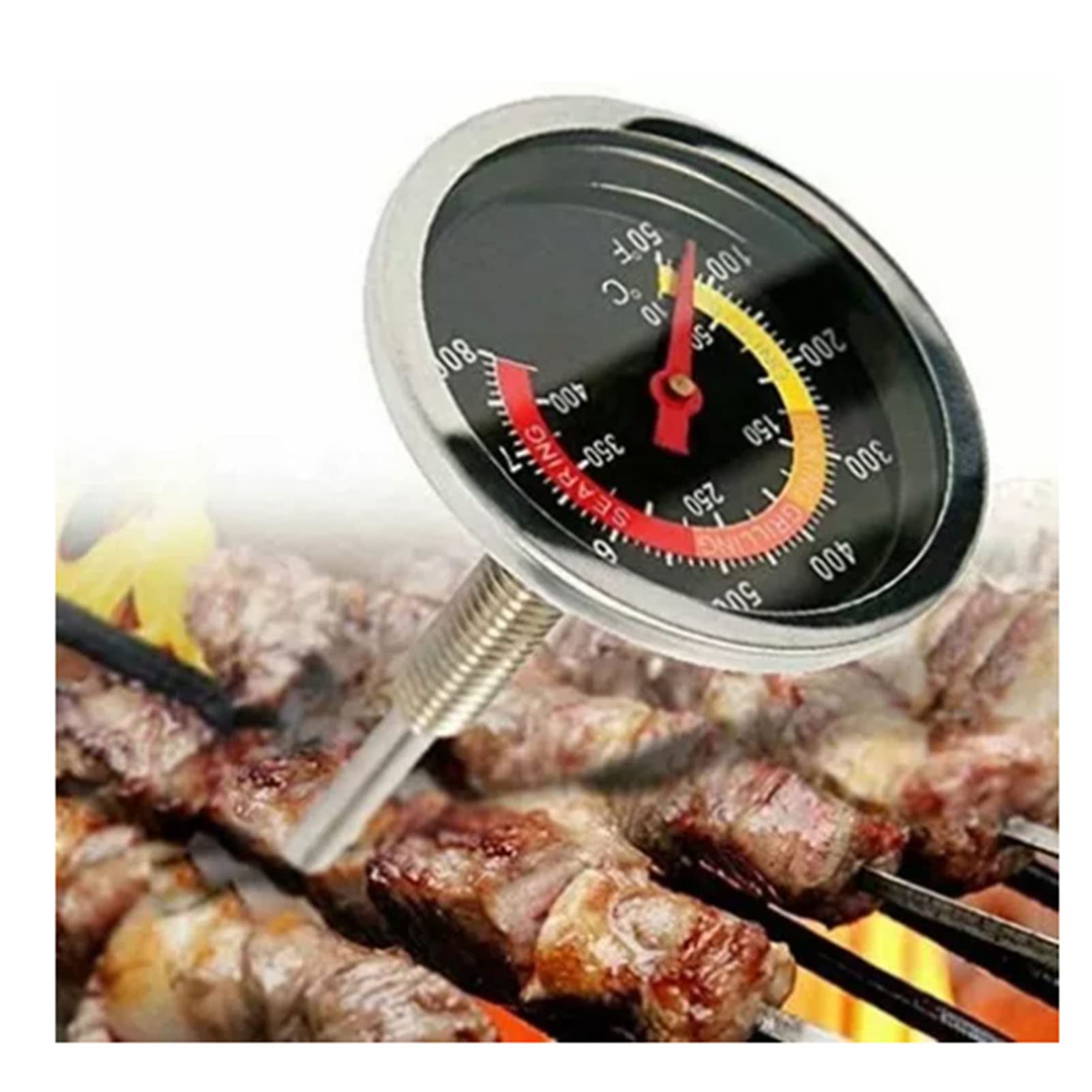 Oven Thermometer Grill Thermometer Bimetal Metal Housing Dial Display 50 to 400°C for BBQ Oven Kitchen Commercial Use