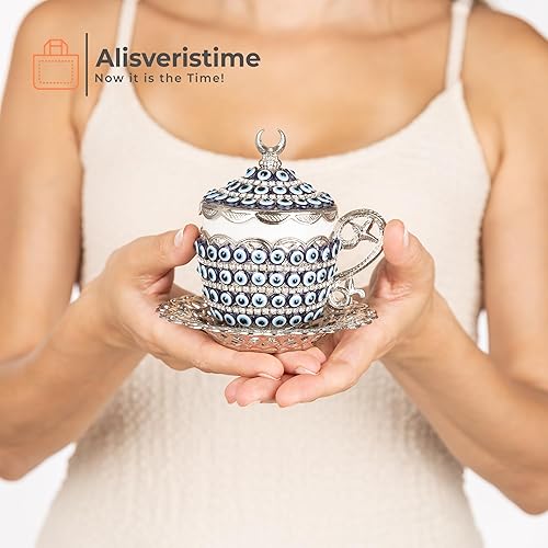 Miniatura 8 de Alisveristime Juego de tazas de café turco, auténtico café turco griego árabe con platillo (mejora tu experiencia de café ahora!) (1 unidad) (diseño