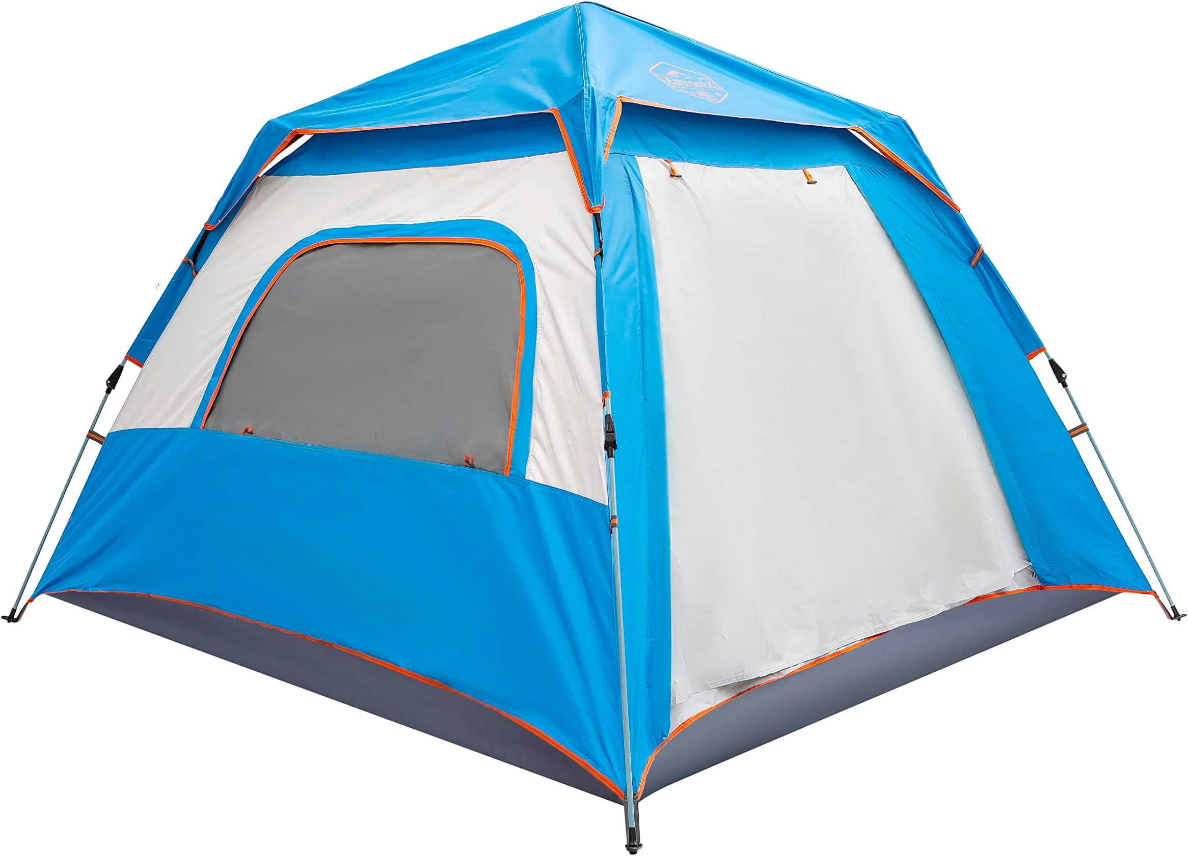 Eatronix Pop Up 4 persons Camping Tent-Double Layered D210 Polyester with Anti-UV Coating, Dust and Wind Proof, 240L x 240W x 155H cm, 4.5kg, Water-Proof, Automatic