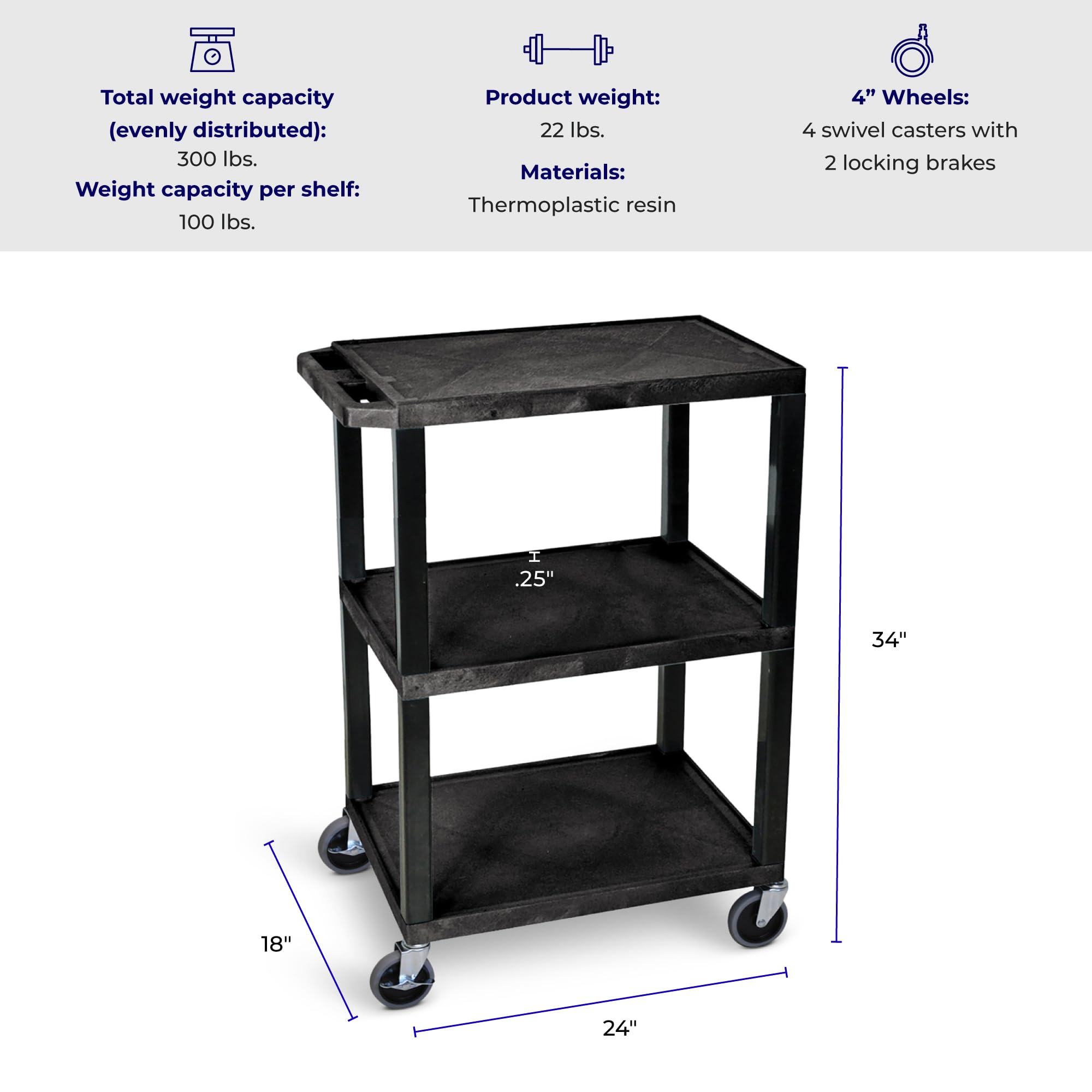 Amazon.com: Stand Steady Tubstr Compact 3 Shelf Utility Cart