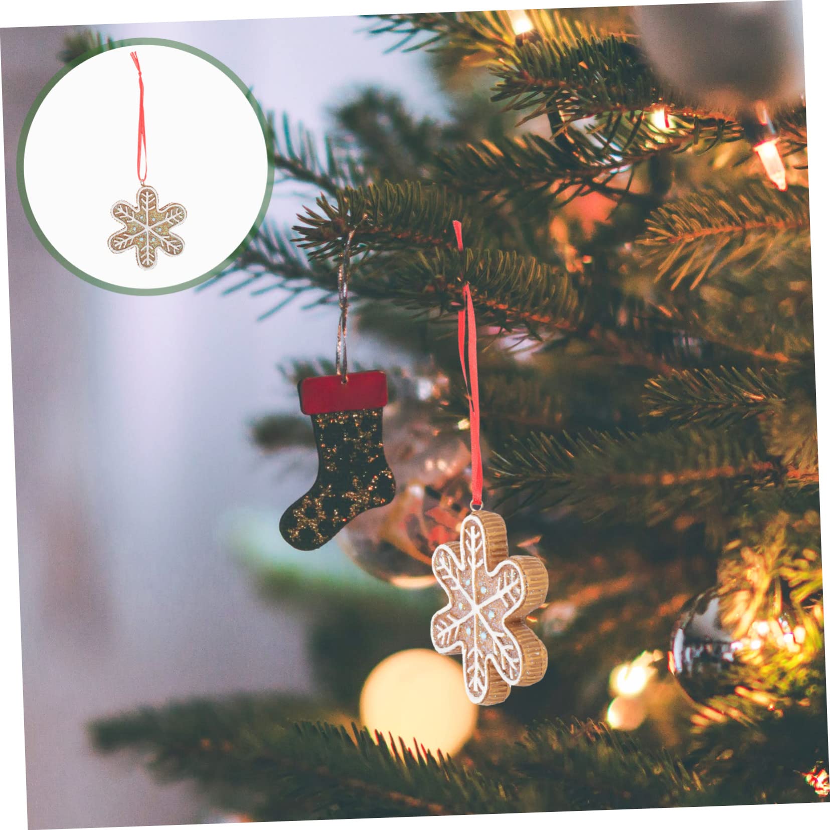 PRETYZOOM Lustige Winterdeko 4 Stück Weihnachtsbaumschmuck Hängende Schneeflocken Weihnachtsdekorationen Hängende Ornamente Hausdekorationen Für Zuhause Weihnachtsfeier Dekoration Hellbraunes Harz