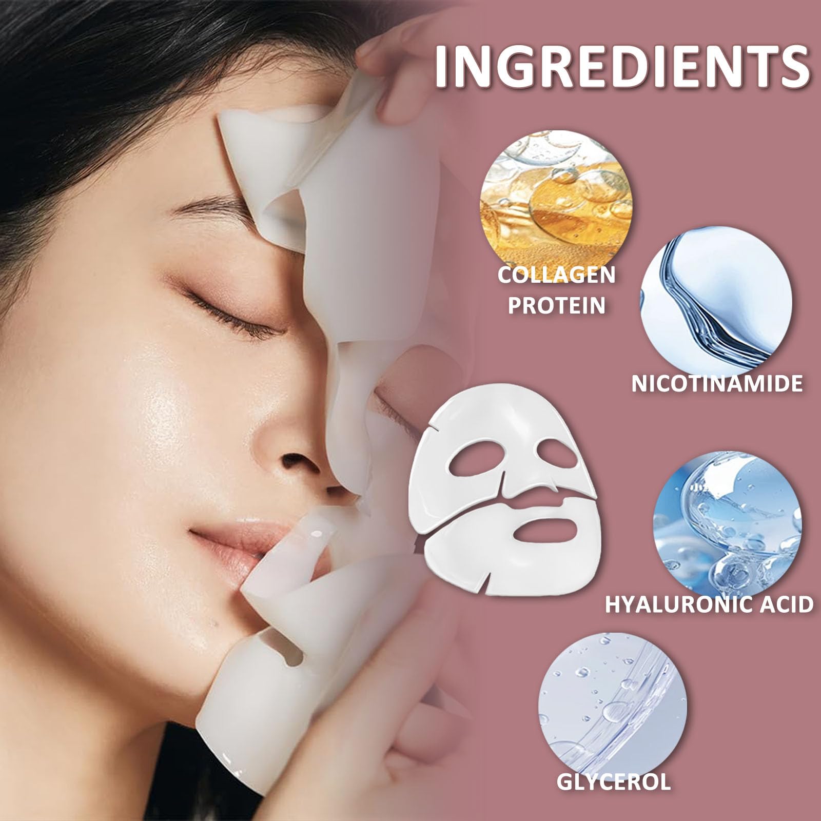 Bio Collagen Face Mask Overnight, Korean Glass Skin Collagen Real Deep Face Masks Skincare, Korean Skincare, Fights Wrinkles - Image 2