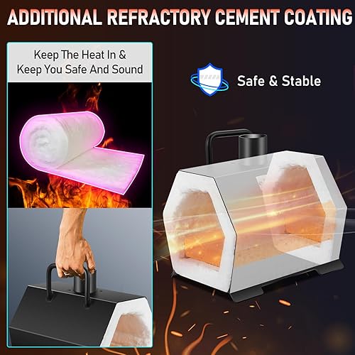 Miniatura 6 de Forja de propano portátil, herramienta de quemador único y fabricación de cuchillos, forjas de herrería de gran capacidad, herrería de mini horno,