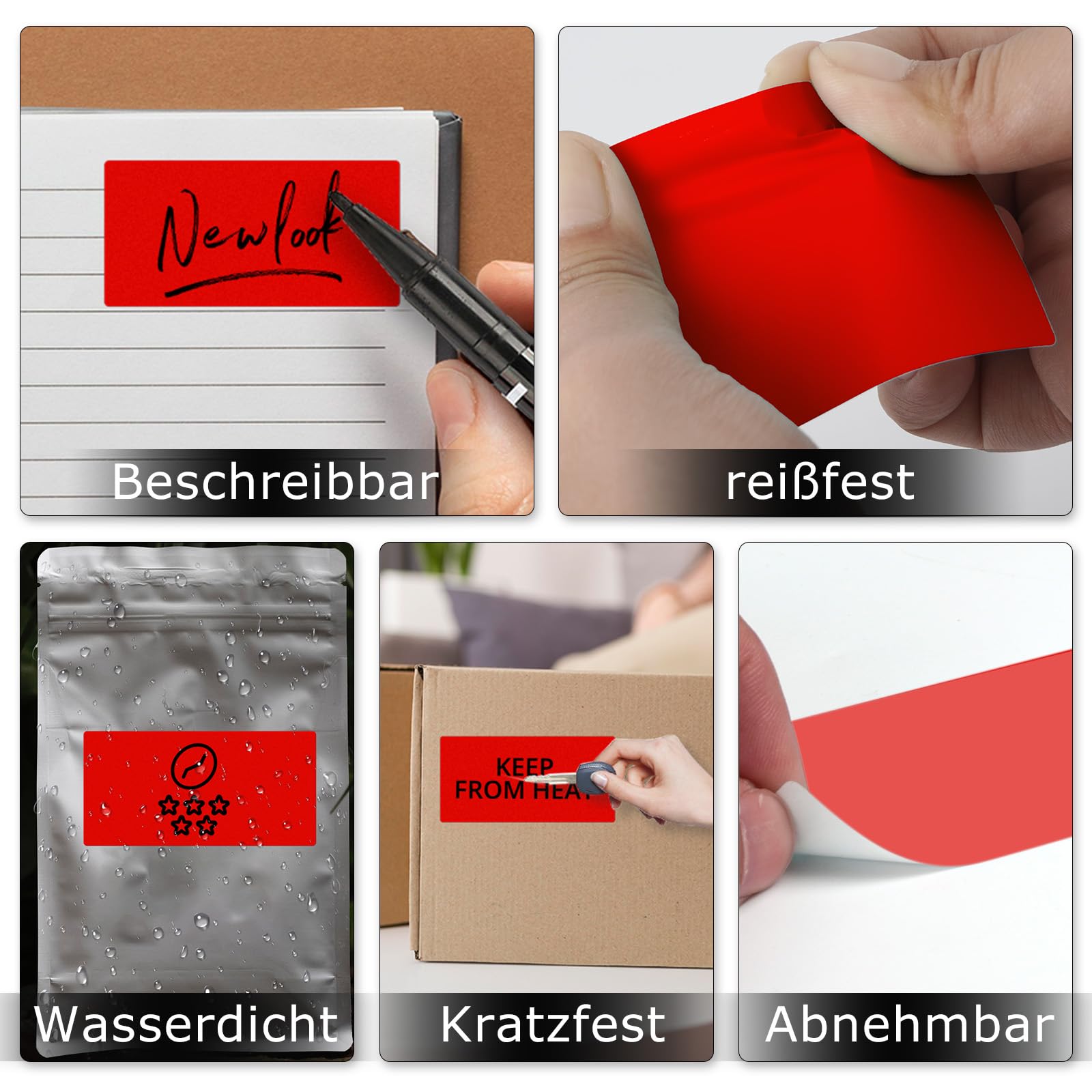 Etichetta Termica Rossa in Vinile Rotolo da 50 x 76 mm Adesivo Rettangolare Autoadesivo per Indirizzo Adesivo Impermeabile per Nome Codice a Barre Codice QR Fai da Te Confezione da 500