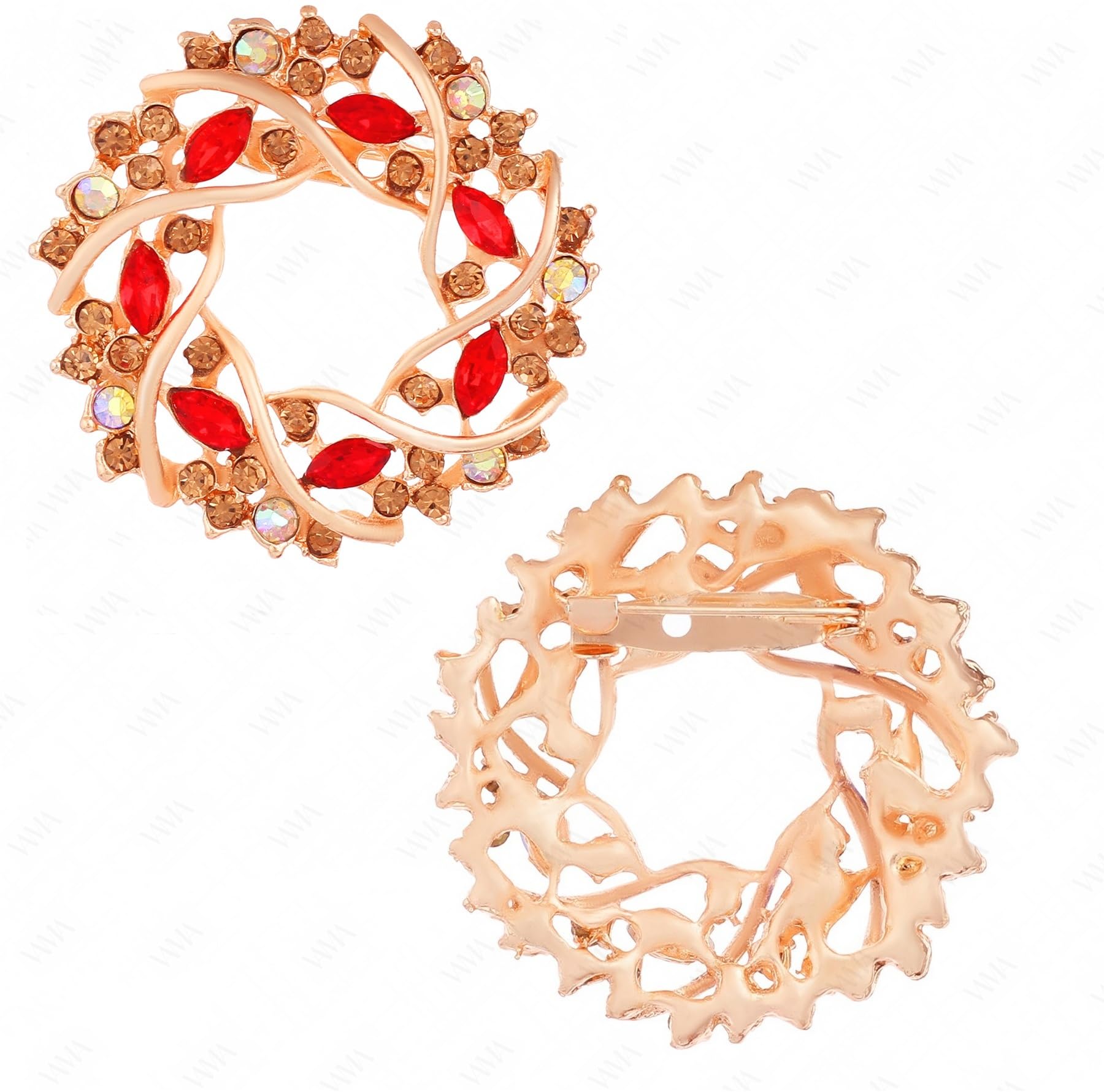 VAMA FASHIONS Golden Crystal Red Stone Saree Brooch Pins Floral Coat Suit Dress Gown Shawl Wedding Bridal Brooch for Women & Girls (B01FUG7ZVA) Amazon Price History, Amazon Price Tracker