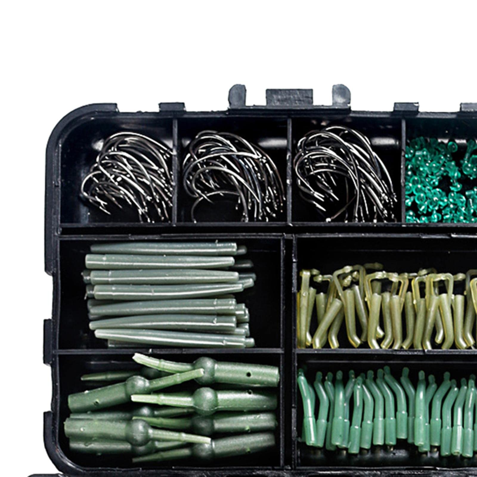 Gralara 420 Pièces D'accessoires de Pêche à La Carpe : Manchons en Silicone Anticorrosion pour La Pêche/côtière, émerillons à Roulement, Hameçons N