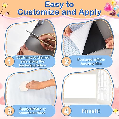 Miniatura 3 de Pasimy Pizarra magnética de borrado en seco, papel de pizarra blanca de 48 x 60 pulgadas, gran adhesivo autoadhesivo para pared, fácil de escribir y