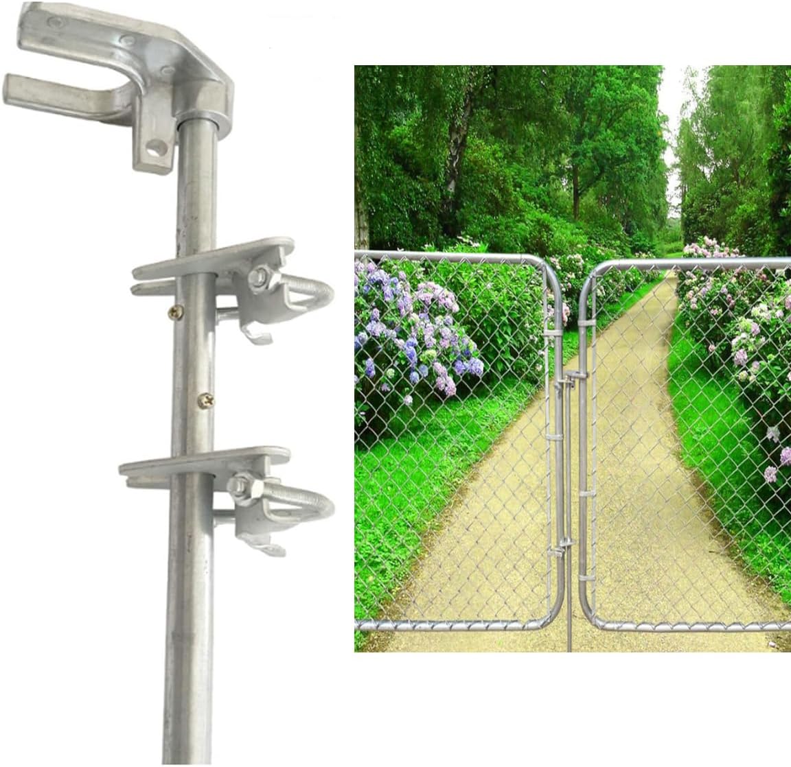 Gate Drop Rod 36 inch, Chain Link Gate Drop Rod, Heavy Duty Cane Bolt for Single or Double Gate, Chain Link Fence Parts, for 1-3/8" Gate Frame (2pcs)