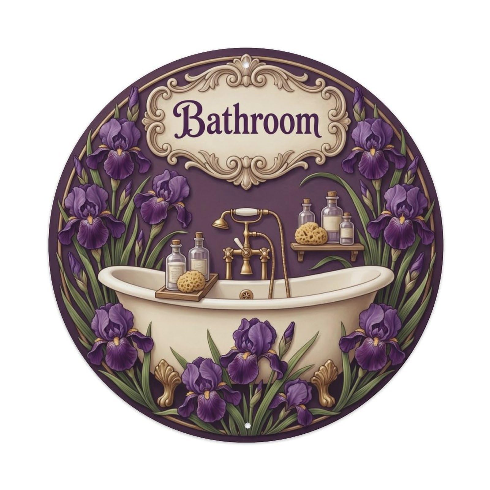 Tgrcjimh Style. Bathroom Iris Round Bathroom Metal Tin Sign