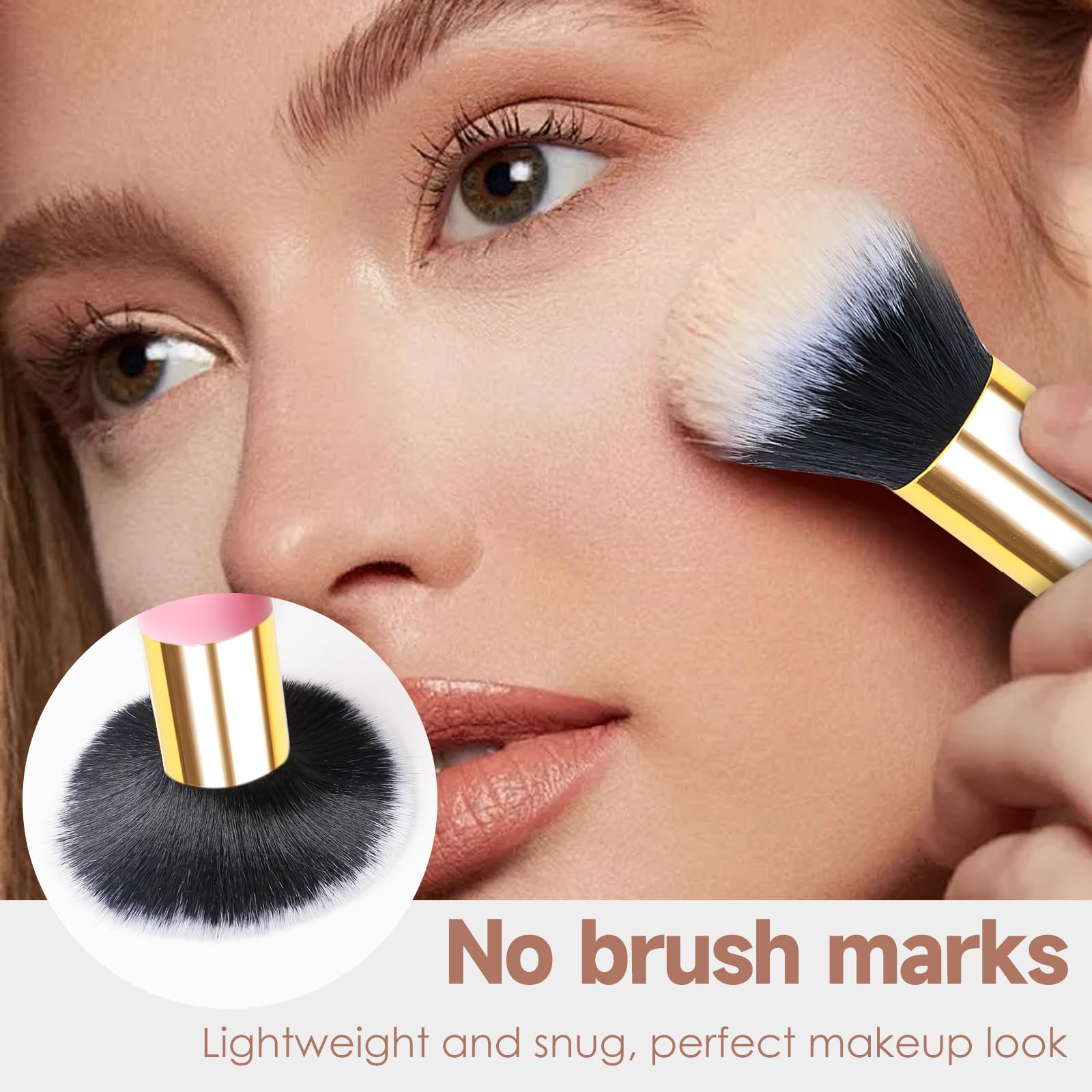 Powder Makeup Brush, Blusher Brush Large Powder for Loose or Pressed Setting Single Face Makeup Foundation - Image 3