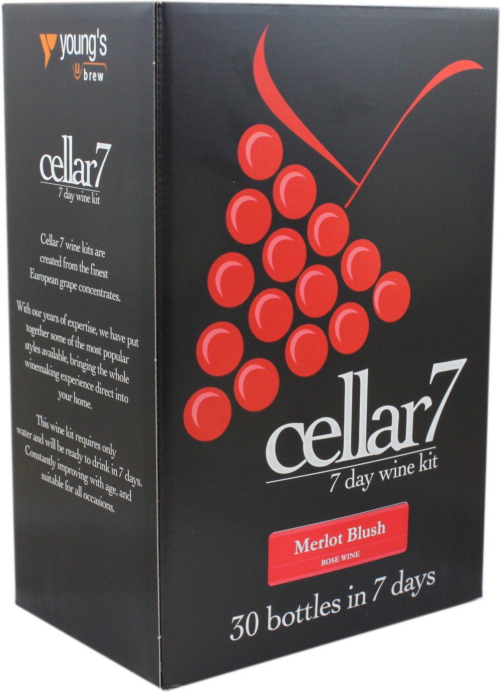 Youngs Cellar 7 Merlot Blush Rose Wine Kit 30 Bottle 7 Day Homebrew Brewing