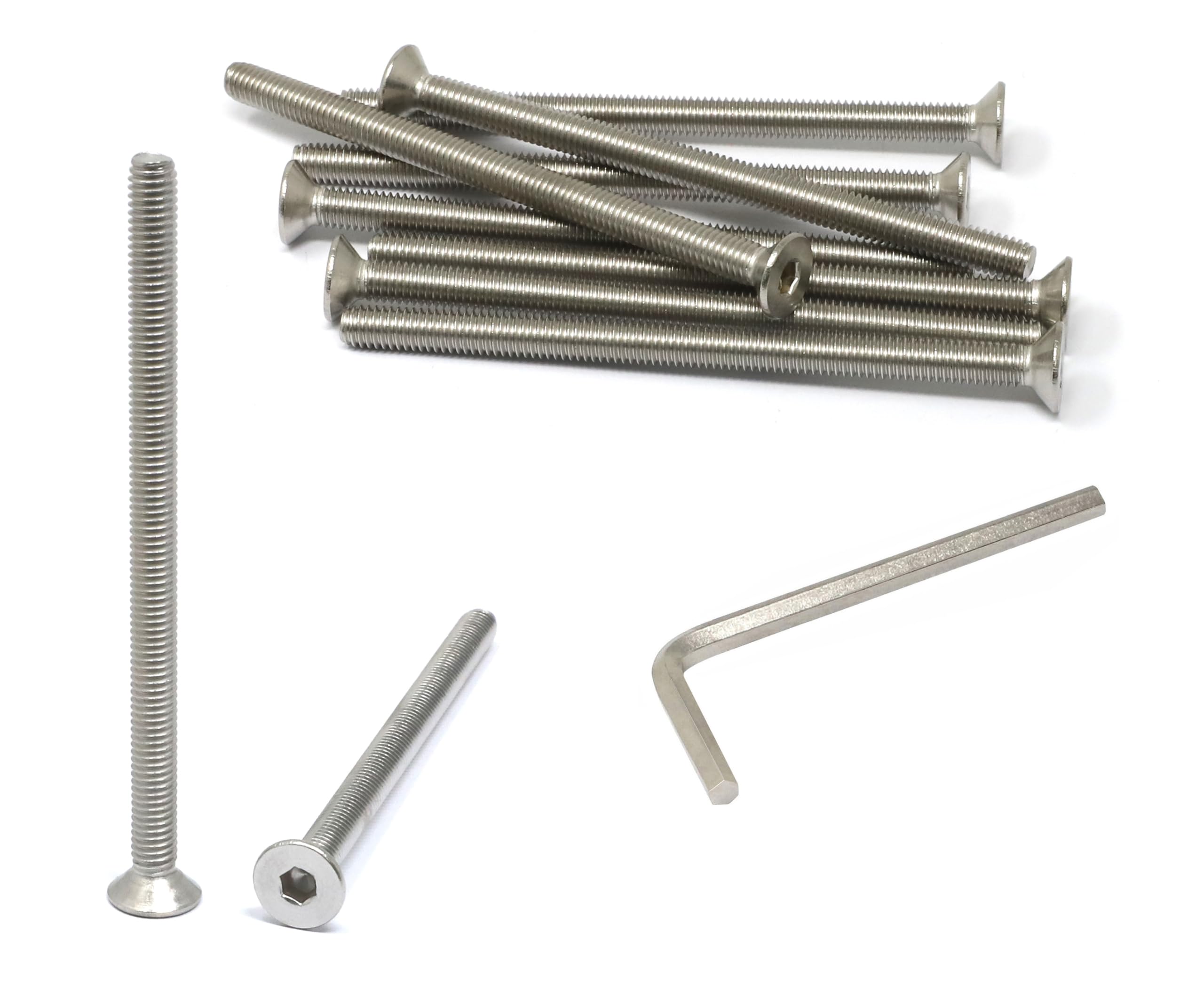 iexcell 10 Pcs M6 x 95mm Thread Pitch 1 mm Stainless Steel 304 Hex Socket Flat Head Cap Screws Bolts Kit