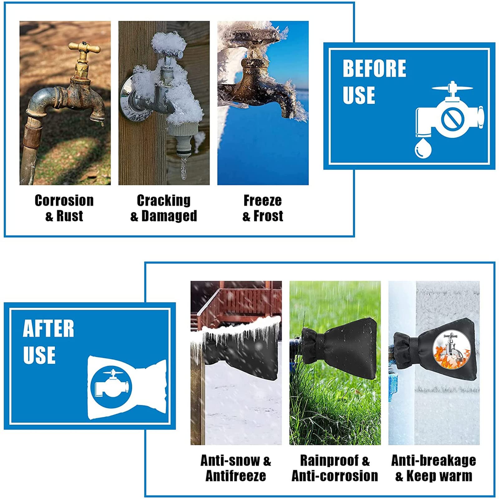 ExtéRieur Protection Robinet,Robinet De Jardin Housse,210D Épaisses Couverture Isotherme