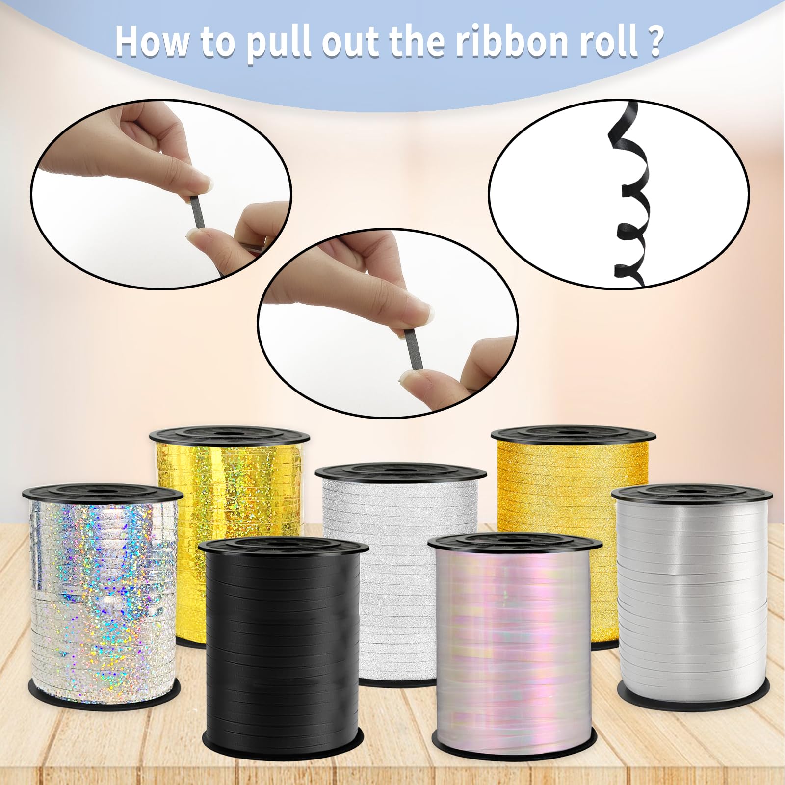 Party Riben Snapklik.com : Black Curling Ribbon, 500 Yard, 1/5