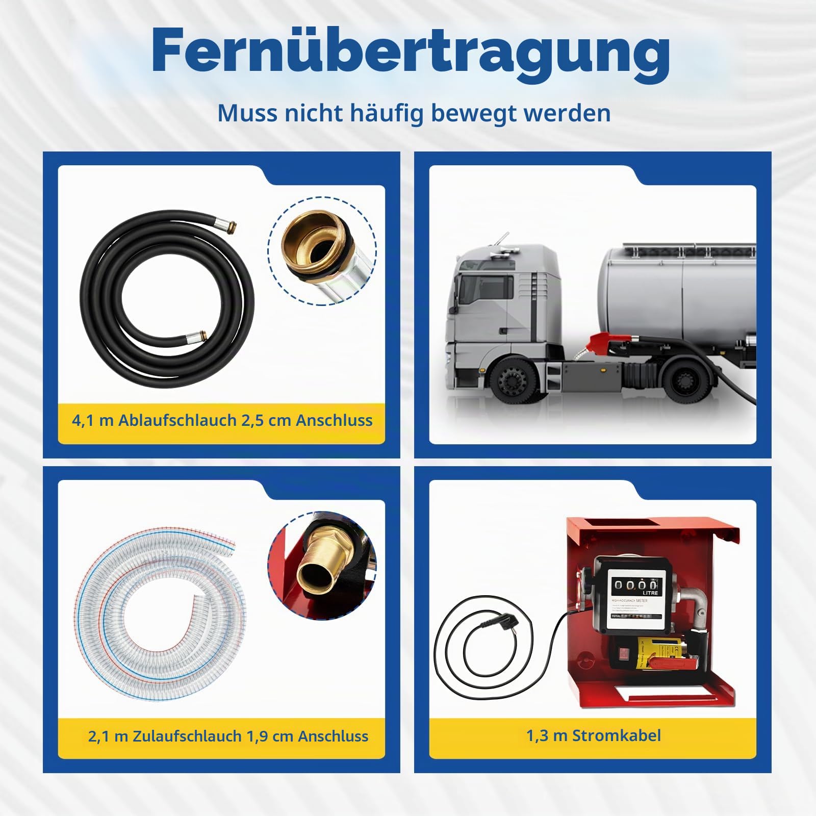 MINRS Dieselpumpe 230V 200W Selbstansaugend Pumpe 50L/min Heizölpumpe, mit Automatischer Zapfpistole, 4m Auslassschlauch, Zählwerk, Drei Geschwindigkeiten Geeignet für Diesel Kerosin