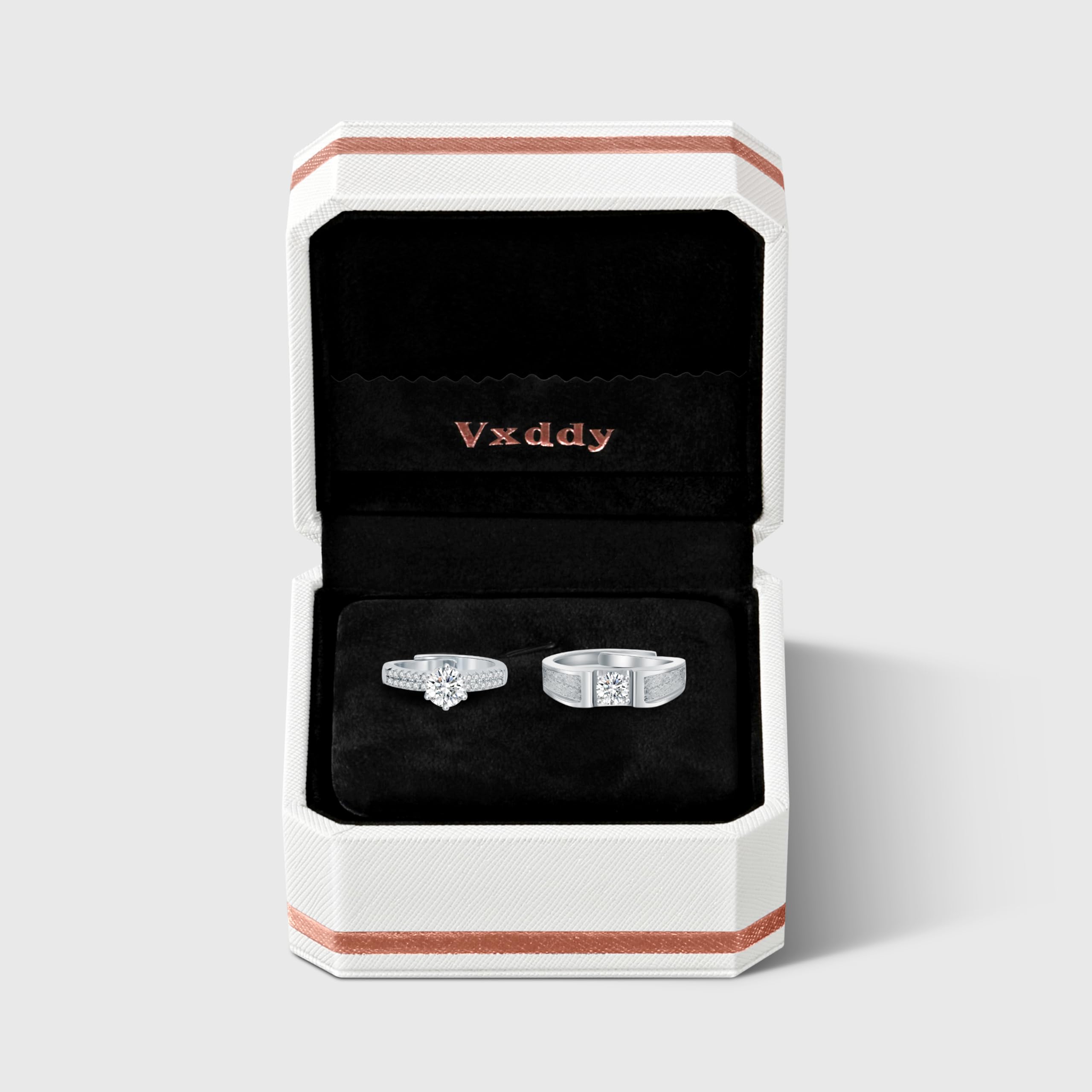 Coppie Anelli Abbinati Promessa Anello per Coppia Fidanzamento Regolabile Anello Fedine Fede Nuziale Argento Sterling Regalo