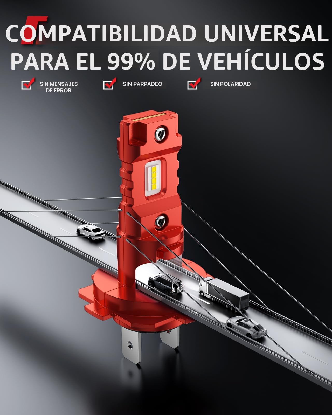 Torchbeam Bombilla LED H7, 16 Chips 6500K 600%, Bombillas H7 LED, 30000LM Faros para Automóviles y Moto Cicletas, Diseño Mini Halógeno 1:1, No Requiere Adaptador, Juego de 2