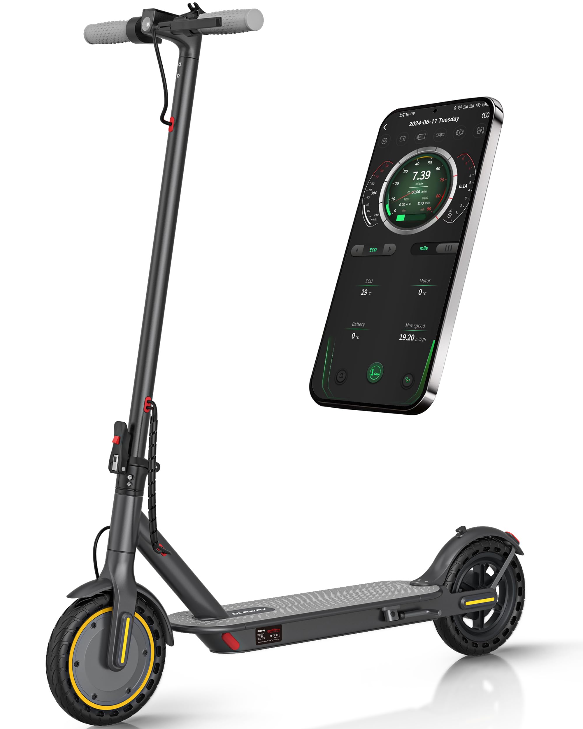 Qlaway Electric Scooter for Adults, 350W/500W Motor, 16-22 Miles Range, 8.5"/10" Solid Tires, Dual Braking & Suspension, Folding Portable Commuting