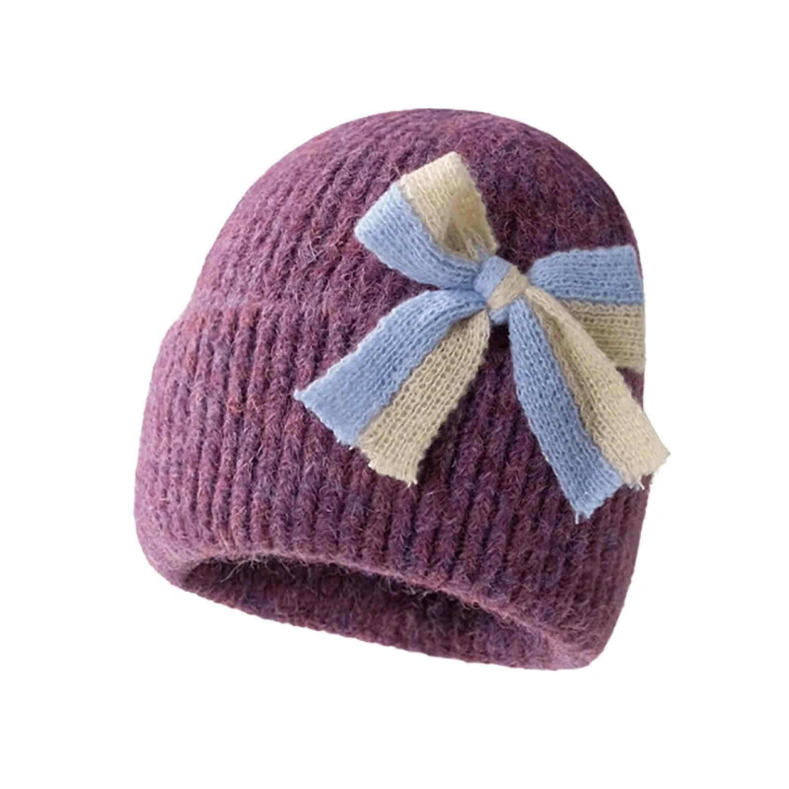 Czapki Czapki Skullies Czapki Beanie Bow Hat dla kobiet Słodkie Dzianinowe Czapki Skullies Koreańskie Czapki Ochronne Uszy Jesień Zima Ciepła Pogrubiona Czapka Pulower