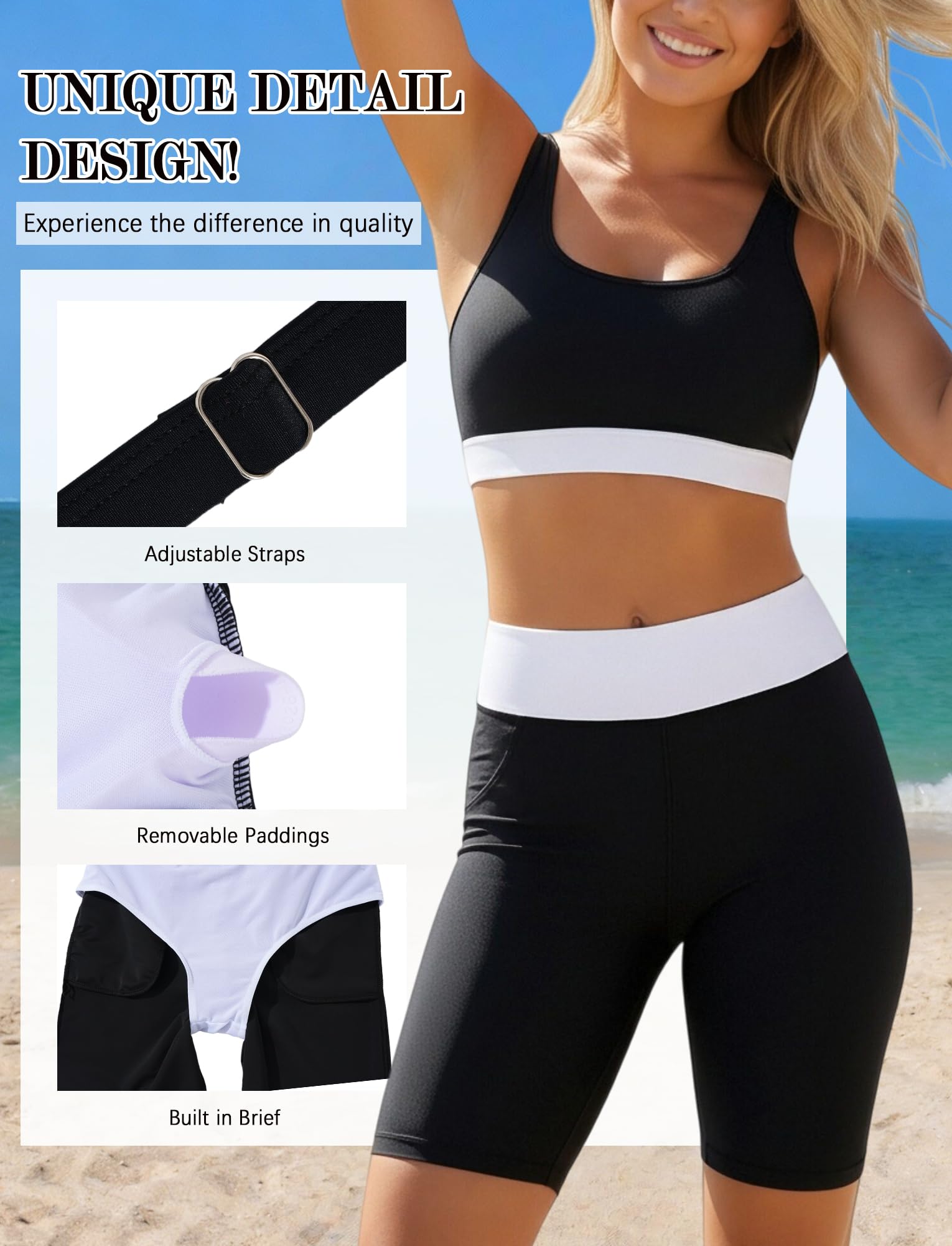 Donne Set Rashguard 3 Pezzi Costume da Bagno Manica Lunga Anti-UV Costume da Surf Spiaggia Piscina S-2xl