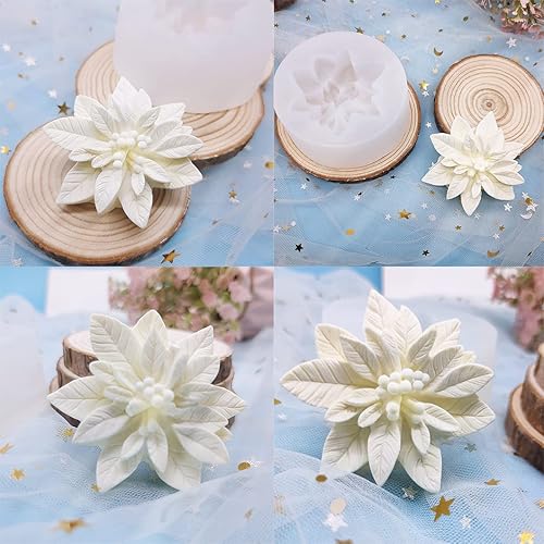 Miniatura 4 de Rolin Roly Molde de resina de flores de Navidad, moldes de epoxi, moldes de flores de pascuas, moldes de silicona, colgante de joyería, collar,