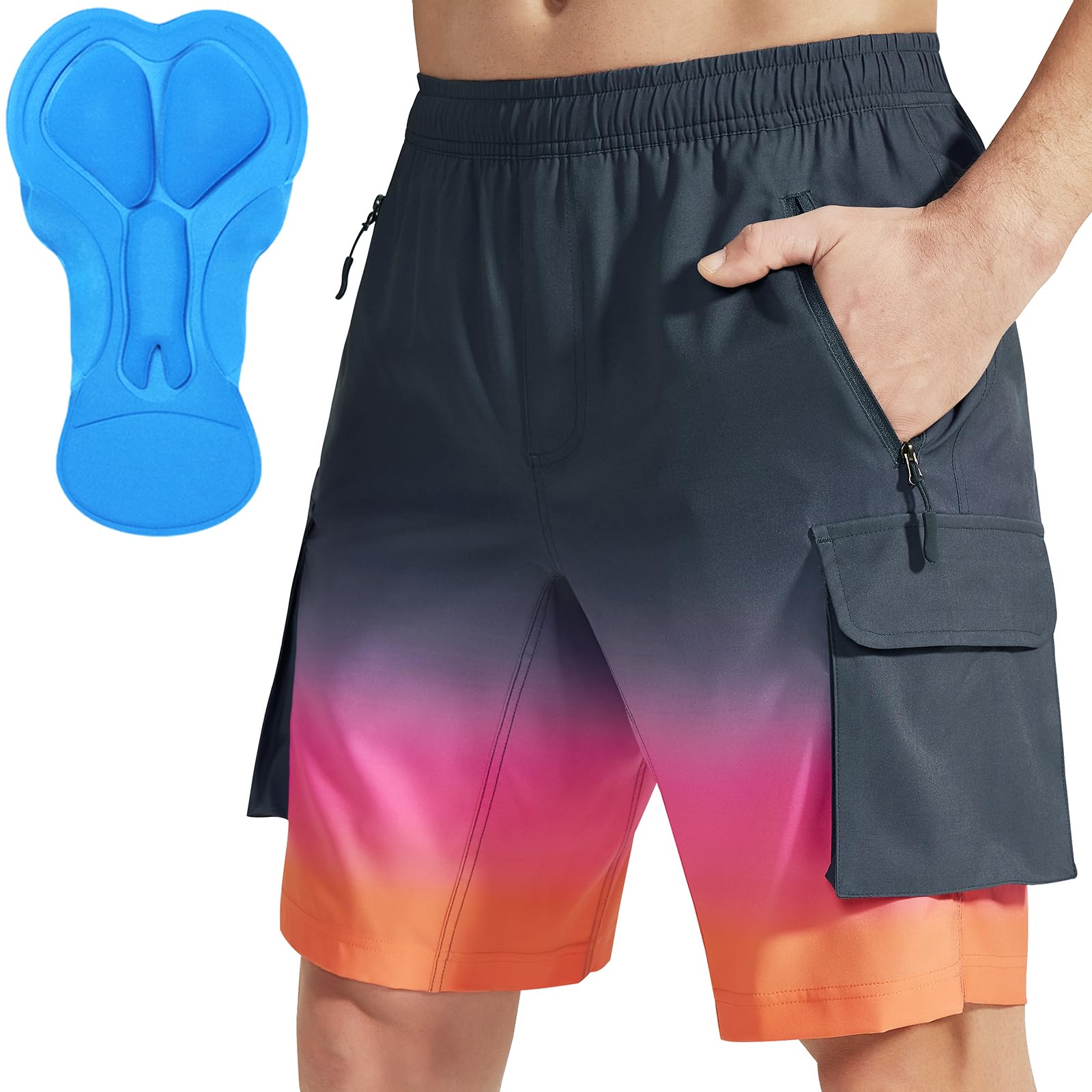 Men's Mountain Bike Shorts 3D Padded Bicycle MTB Shorts Loose-fit Lightweight MTB Cycling Shorts