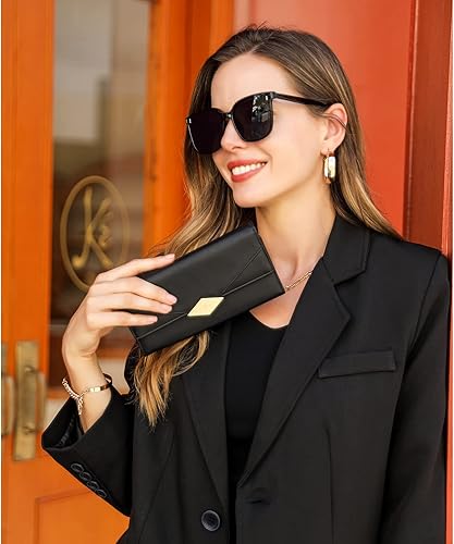 Miniatura 2 de Cartera de cuero suave para mujer con tres pliegues y organizador de tarjetas