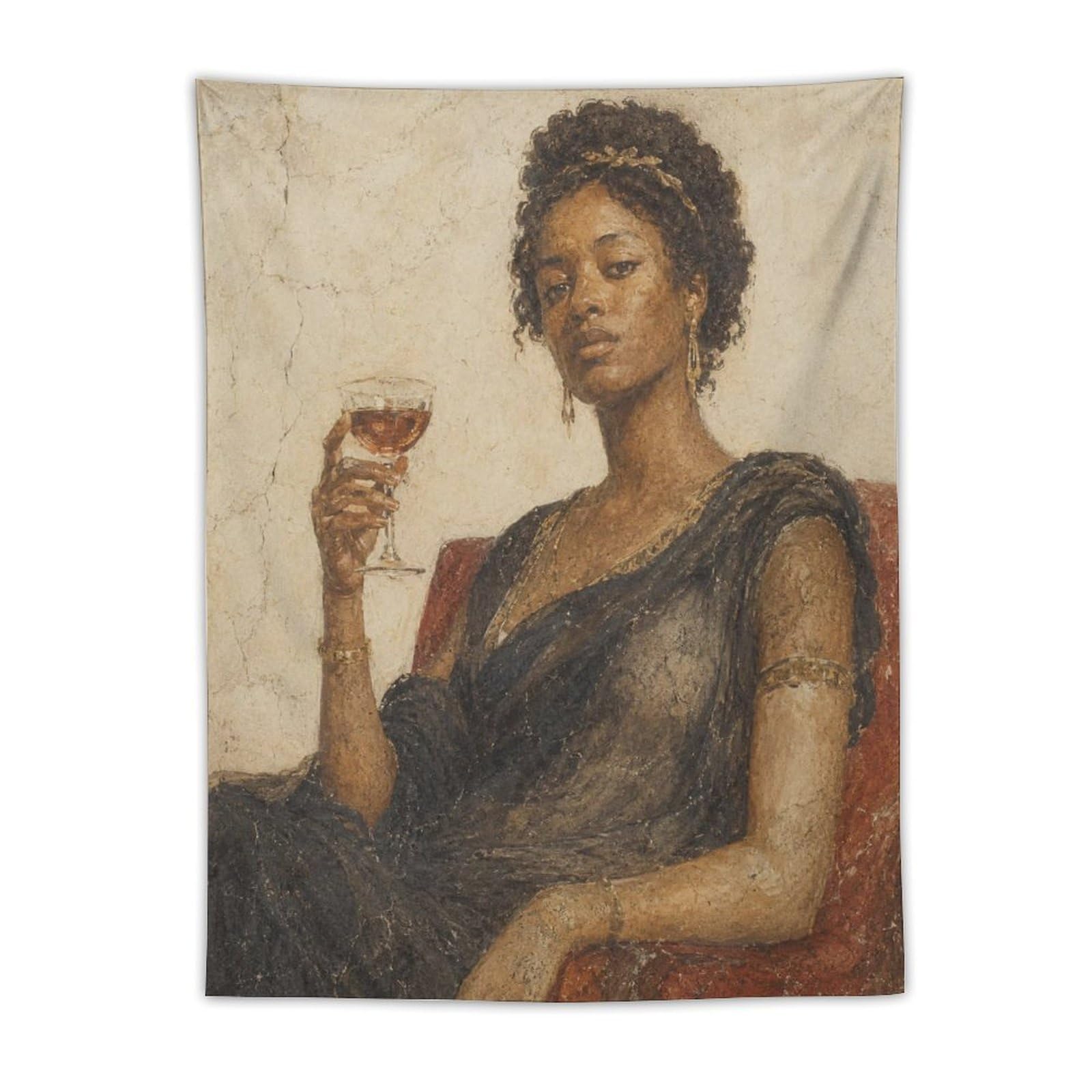 W7C8U2X3 Seated Woman with Wine Wall Tapestry, Vintage Poster, Bedroom