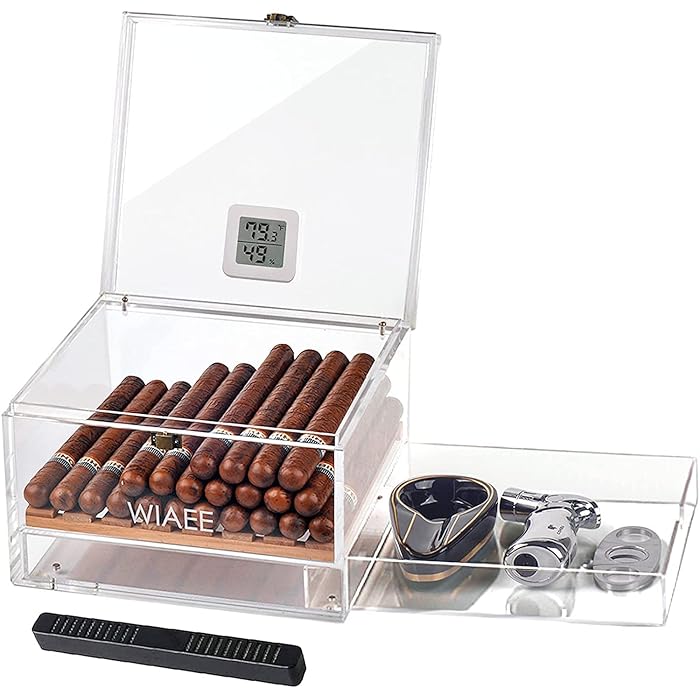 Buy Acrylic Cigar Humidor, Humidor Cigar Box/Jar, with Cedar Wood