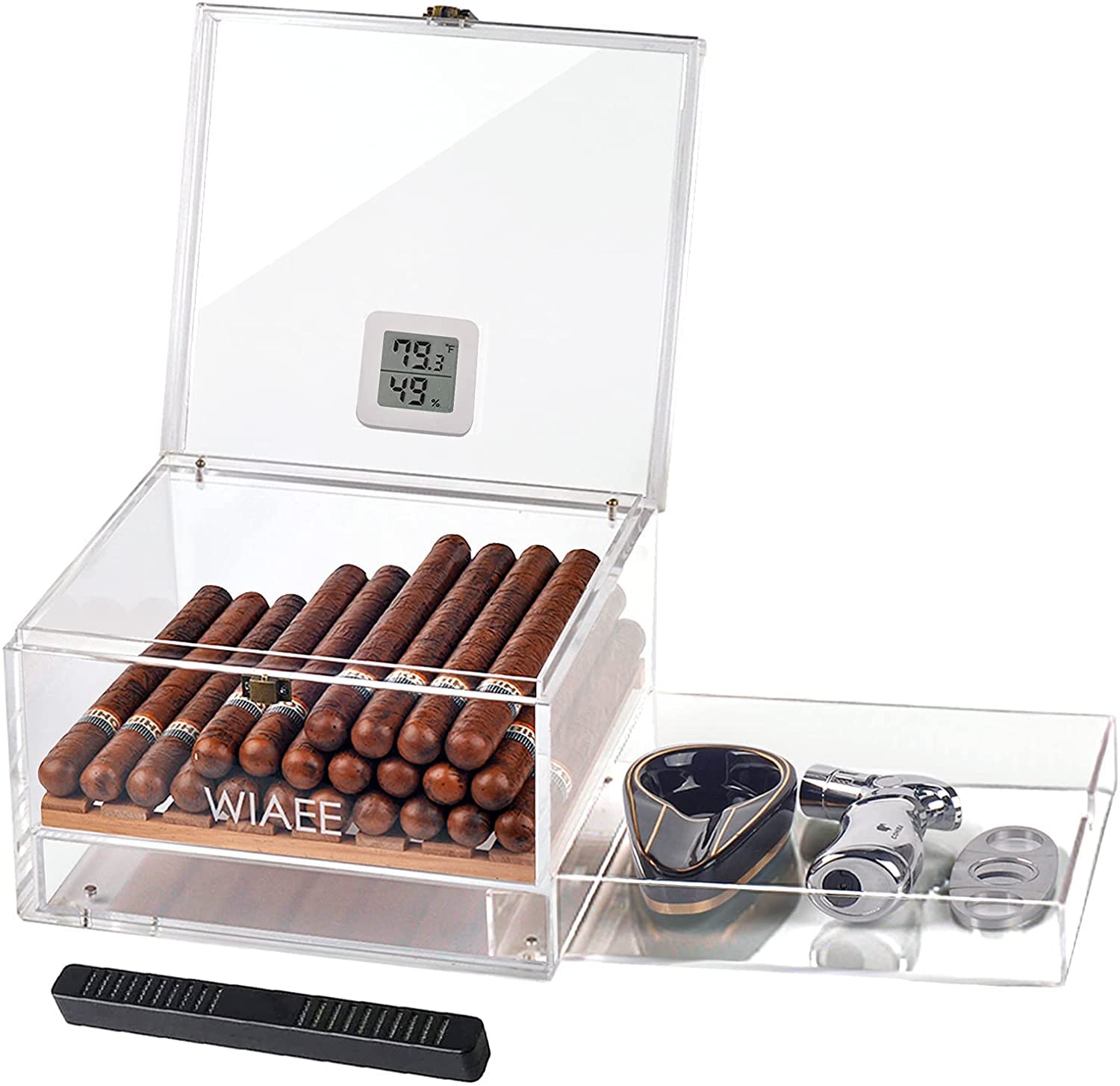 Buy Acrylic Cigar Humidor, Humidor Cigar Box/Jar, with Cedar Wood
