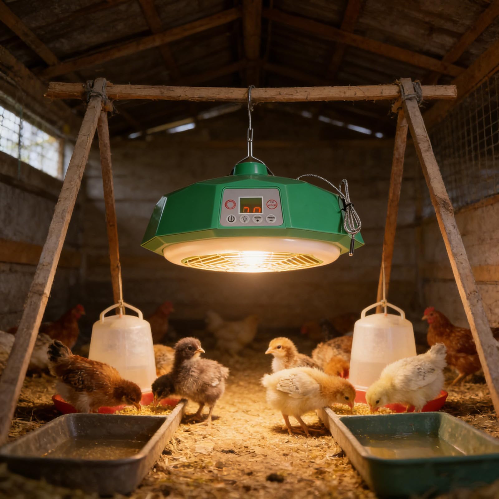 Lampada Riscaldante per Polli Lampada Riscaldante per Bestiame a Temperatura Regolabile con Telecomando per Animali Domestici, Cani, Gatti, Rettili, Uccelli (220 V)