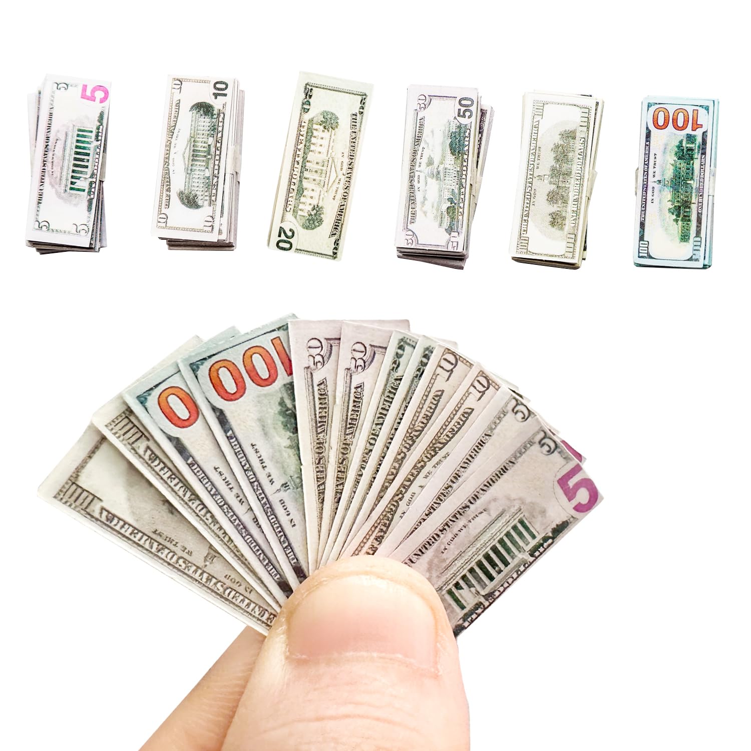 480pcs Prop Money Realistic Miniature Dollhouse Scene Model Mini Dollar Bill Prop Set for 1:12 Mini Dollhouse Decoration (Bill)