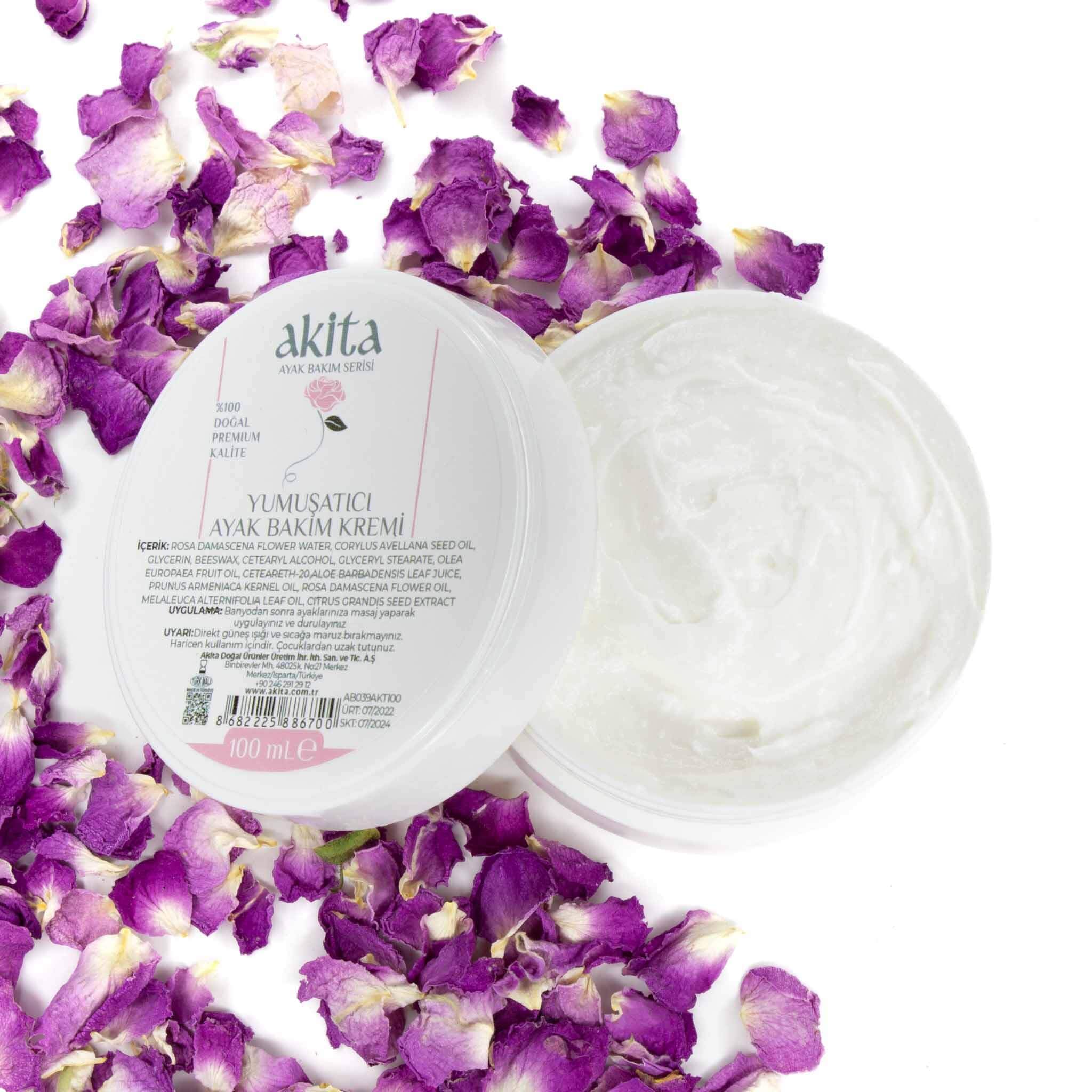 Akita% 100 Doğal Yumuşatıcı Ayak Kremi Gül 100mL
