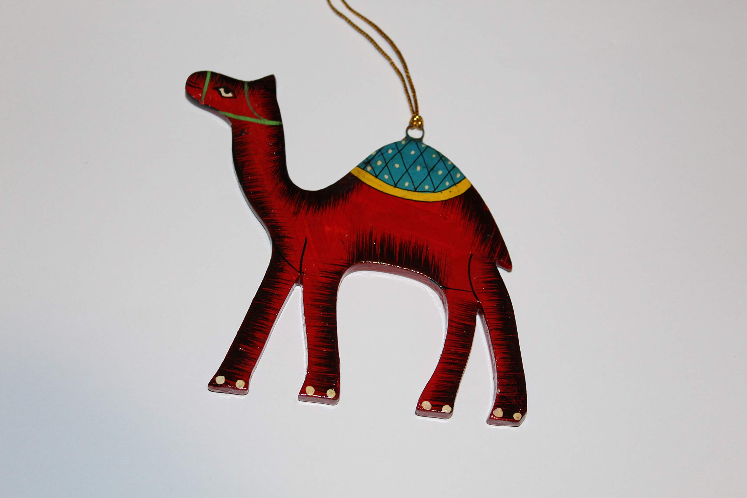 Rumikrafts Handmade Paper Mache Camel for Hanging, Set of 3, Floral Assorted Colors (Red)