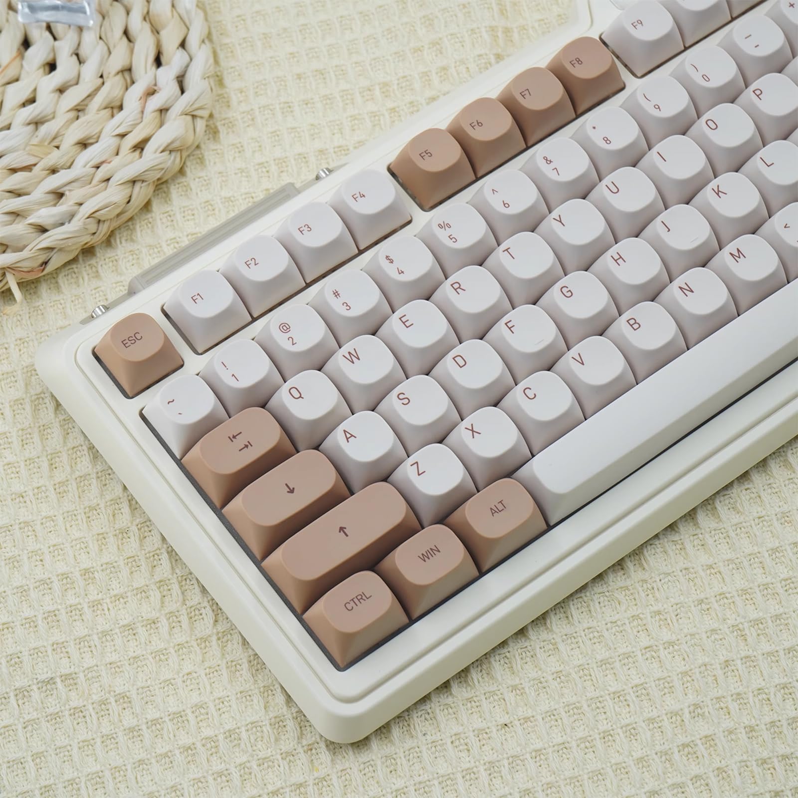 119 touches PBT Dye Sub Moa Profile Keycaps compatibles avec 60 % 65 % 95 % Cherry MX Switch, clavier mécanique (marron)