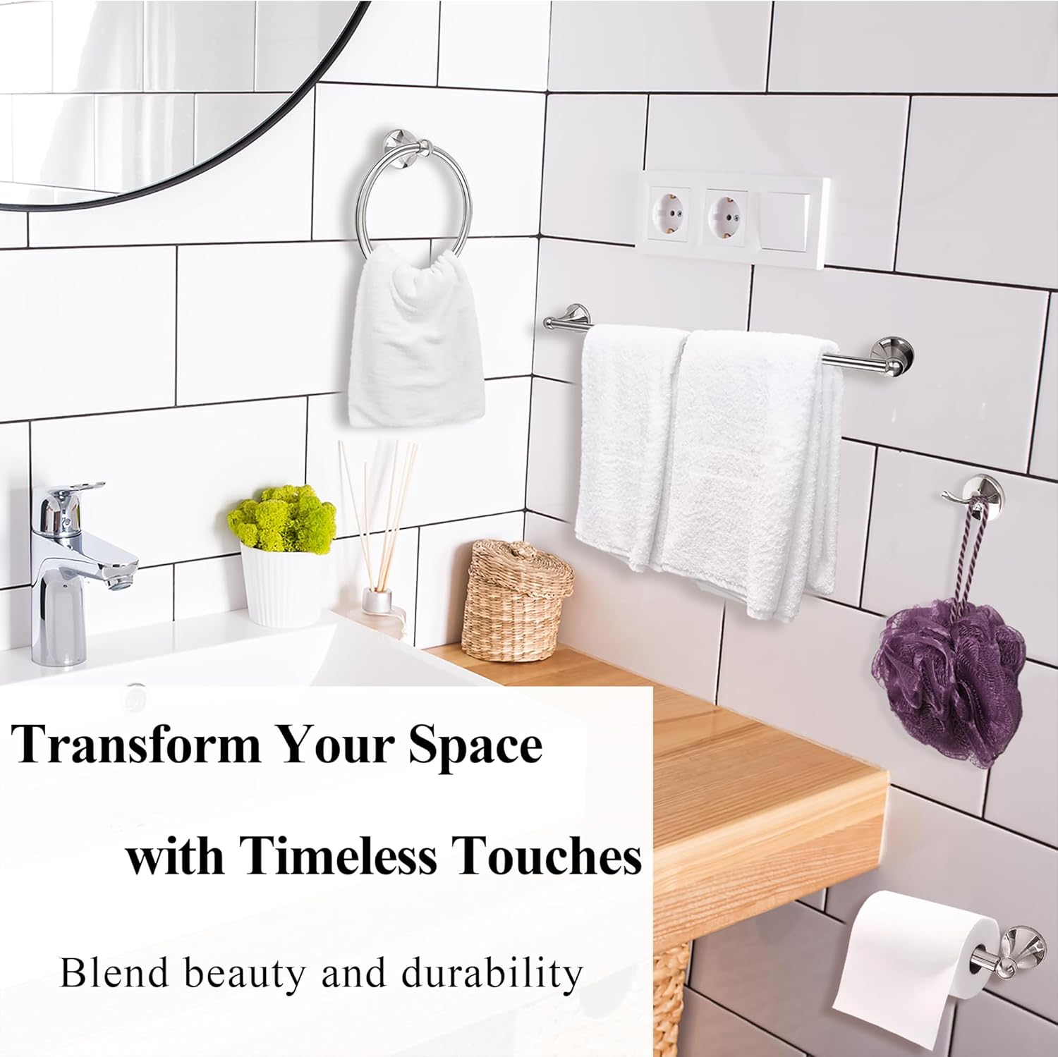 Brushed Nickel Stainless Steel 4-Piece Bathroom Hardware Set