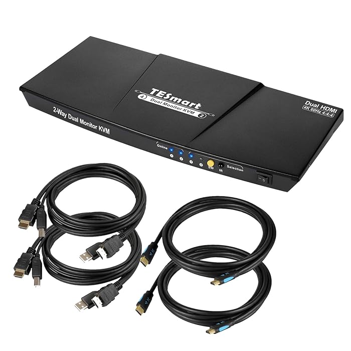 Buy TESmart HDMI KVM Switch 2 Port Dual Monitor Extended Display, UHD