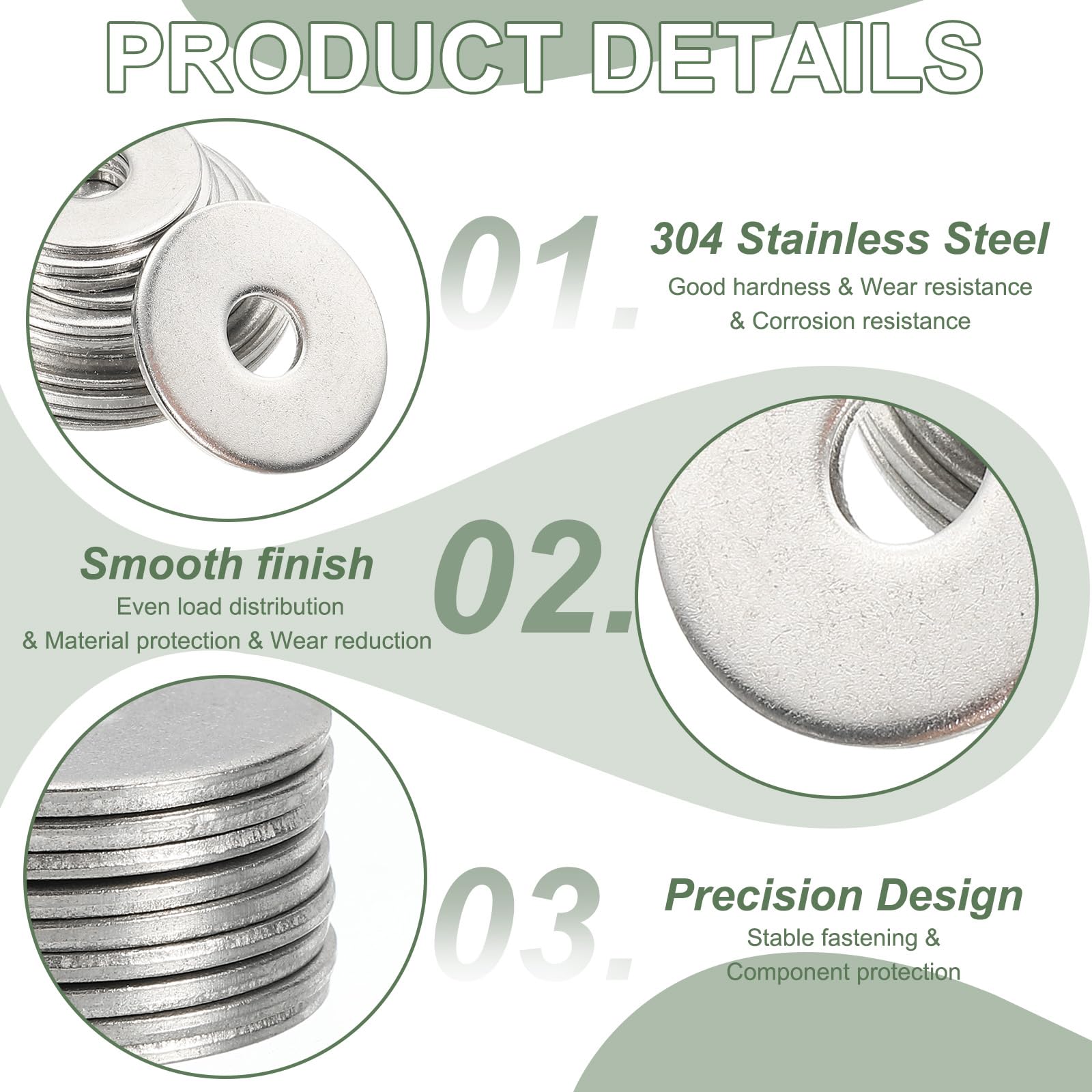 YELARXI Flat Washers, 304 Stainless Steel Hardware Assorted Washer - Image 3
