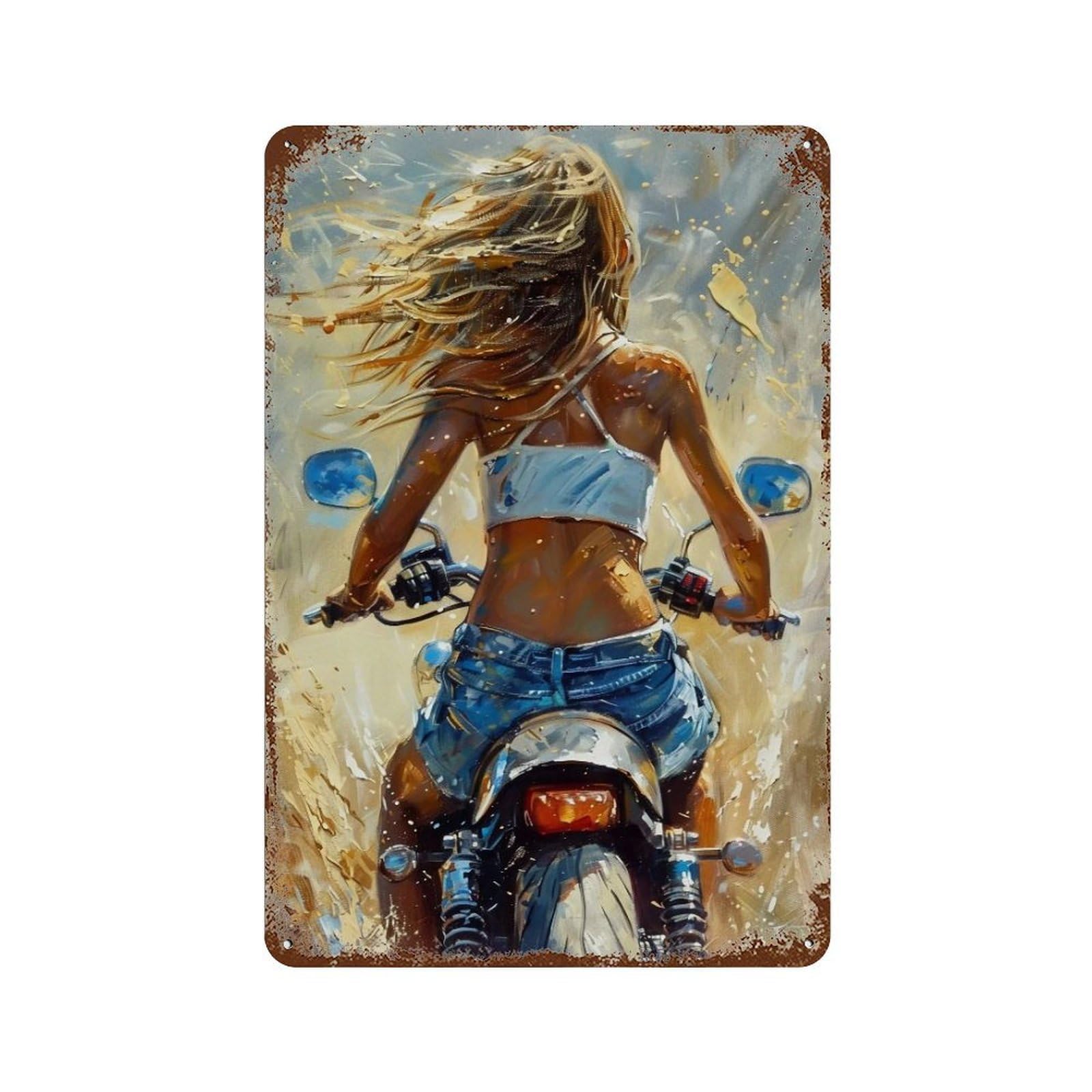 YHGERTKU Motorcycle Rider 01 Wall Art Retro Iron Vintage Metal Tin Sign Poster Modern Decor for Living Rooms Gift 30x20cm