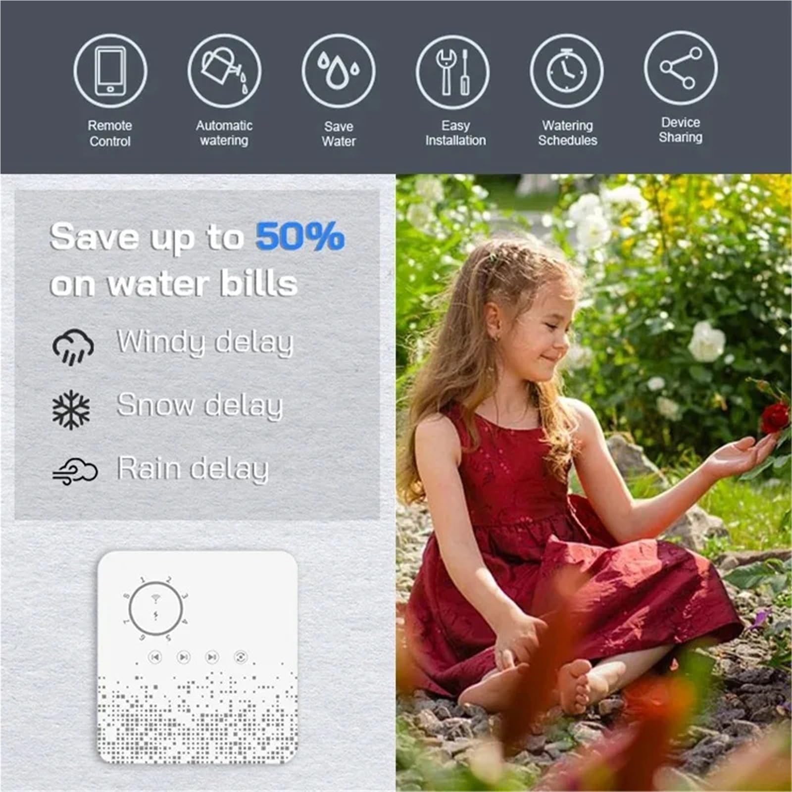 Timer nawadniania, Sterownik zraszaczy Inteligentny 8-strefowy timer nawadniania Automatyczne urządzenie do nawadniania