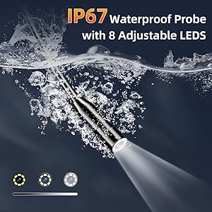 Borescope, 4.3" Endoscope Inspection Camera with Light, IP67 Waterproof, 1080HD Flexible Semi-Rigid Snake Borescope, 16.5ft Endoscope Camera, Gadgets for Men with Carrying Case