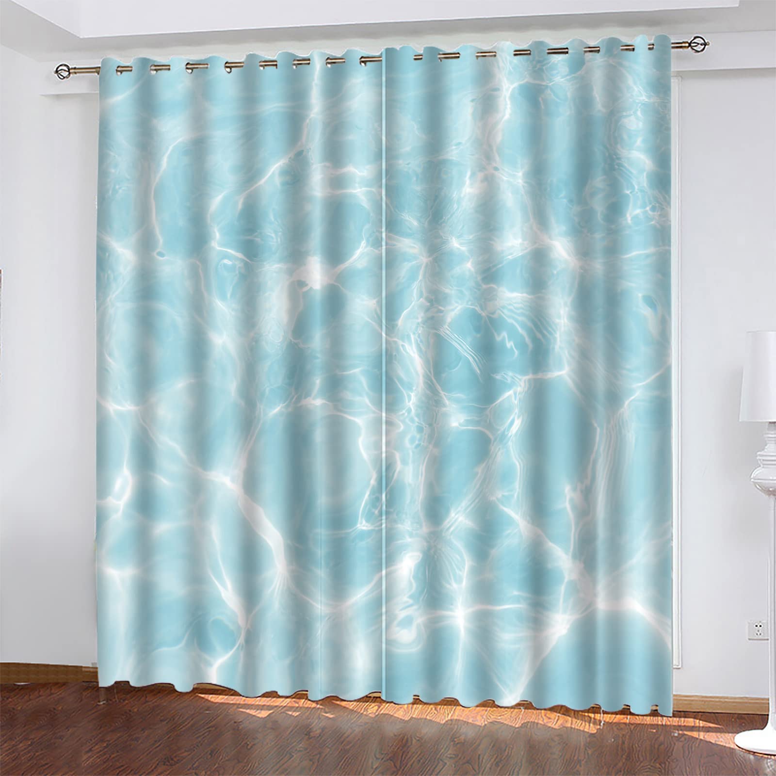 Amazon｜防音カーテン 水色の湖 遮光カーテン 1級 断熱カーテン