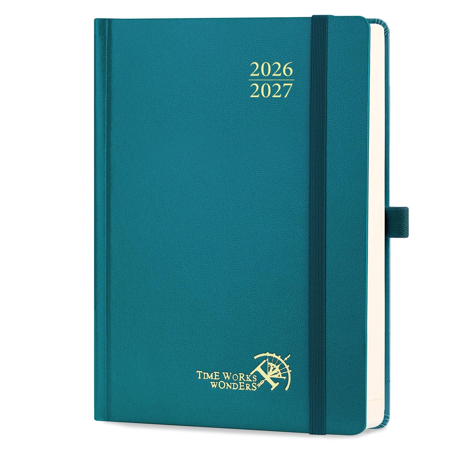 POPRUN Agenda 2026 2027 Giornaliera A5, Daily Planner 21,5 x 14,5 cm 12 Mesi da Ago.2026 a Lug.2027, 1 Giorno 1 Pagina da Lun a Dom con Schede Mensili, Carta Spessa da 80 GSM, Verde Pacifico