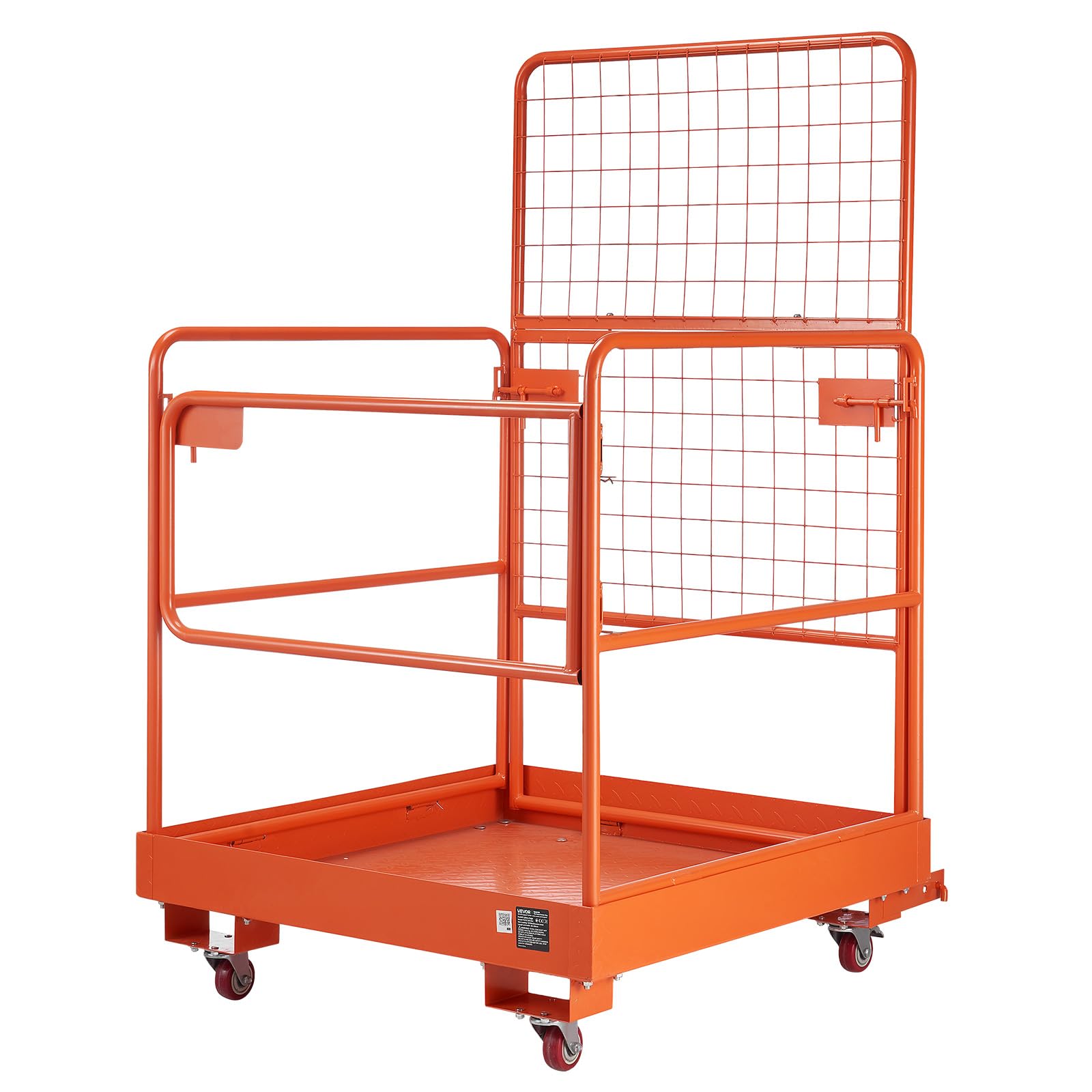 VEVOR Jaula de Seguridad para Montacargas 920 x 1045 mm, Capacidad de 544 kg, con 4 Ruedas, Plataforma de Trabajo con Panel de Malla de Acero al Carbono para Trabajo en Altura y Carretilla Elevadora