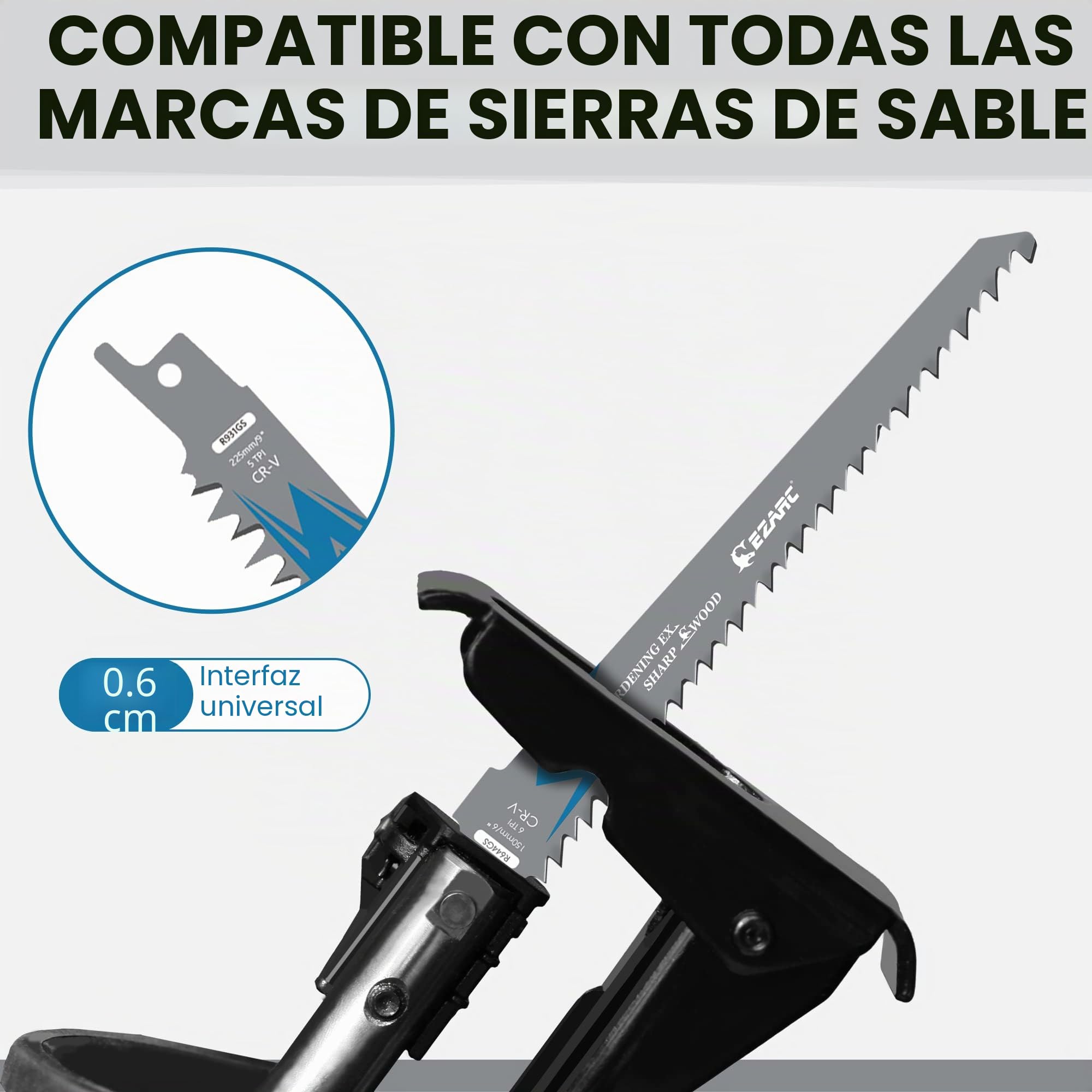 EZARC Hojas de sierra de sable para madera de 5 piezas, accesorios de sierra de sable, R931GS para cortes rápidos 225 mm 5TPI (5 piezas)