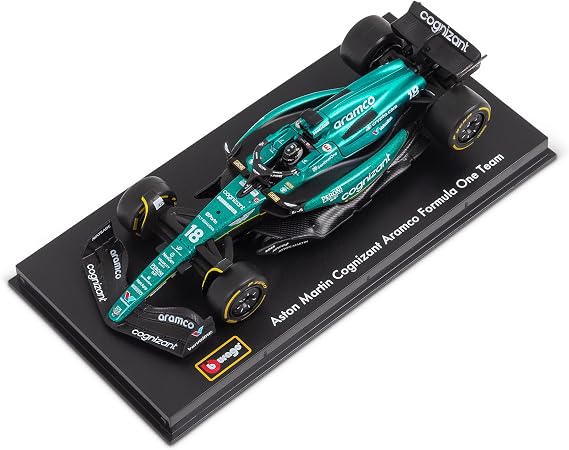 Bburago Formula 1 F1 Asto Martin AMR 23 Lance Stroll with Helmet (2023) - 1:43 Scale - In credibly Detailed Die-Cast Replica Collectible Race Car, Blue