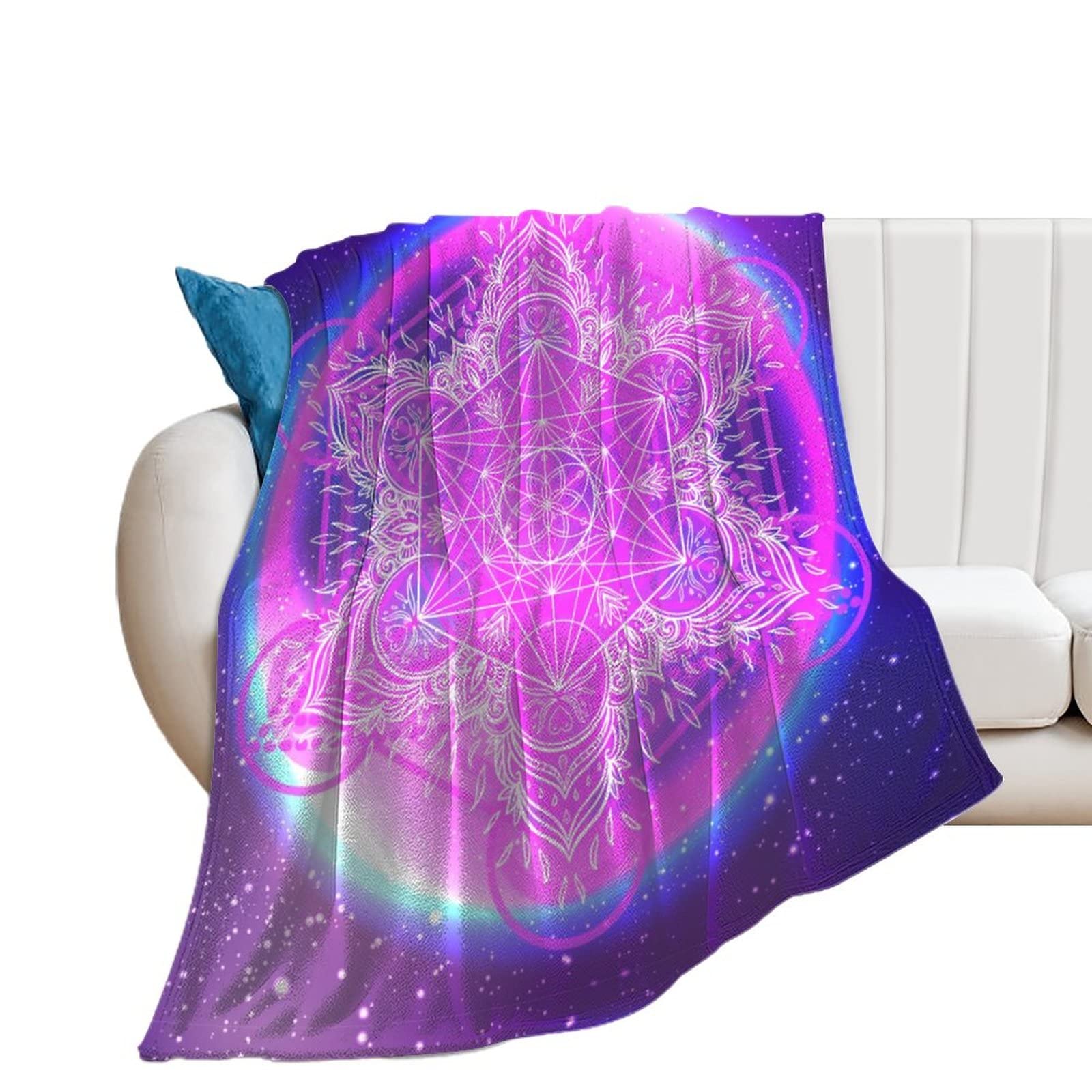 Mandala Sacred Metatron Cube Flannel Fleece Blanket Lightweight Soft Throw Blanket for Bed Sofa Living Room 40"x50"
