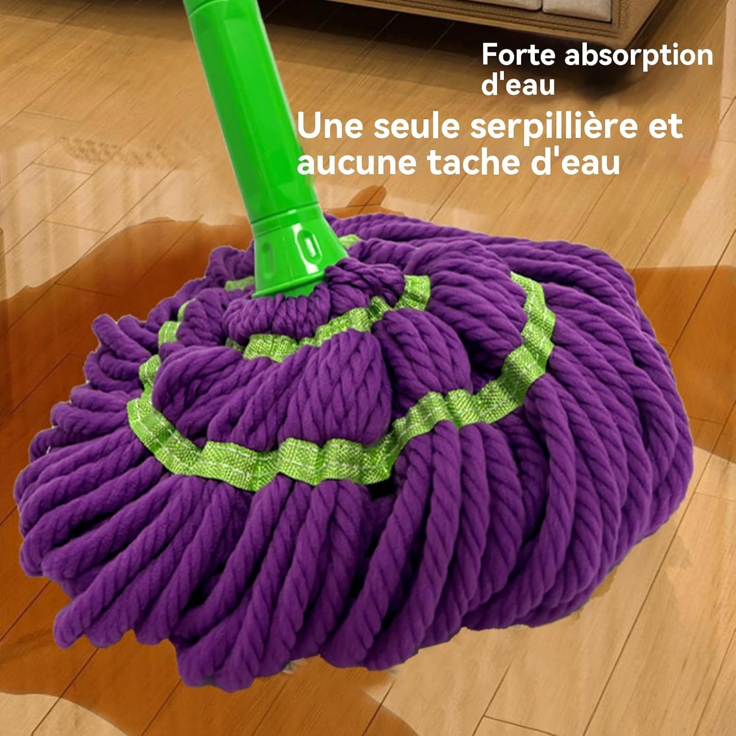 Ultra absorbente: fregona de microfibra de 360° con mango telescópico, perfecta para limpiar alfombras, parquet y suelos de vinilo, incluye 1 cabezal de fregona